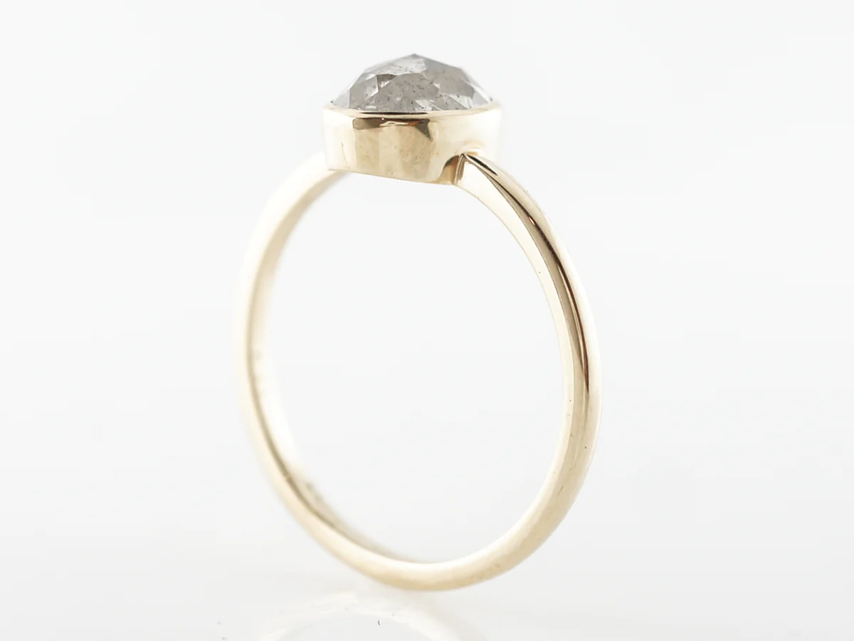 Rose Cut Grey Diamond Engagement Ring in Yellow Gold - Image 5