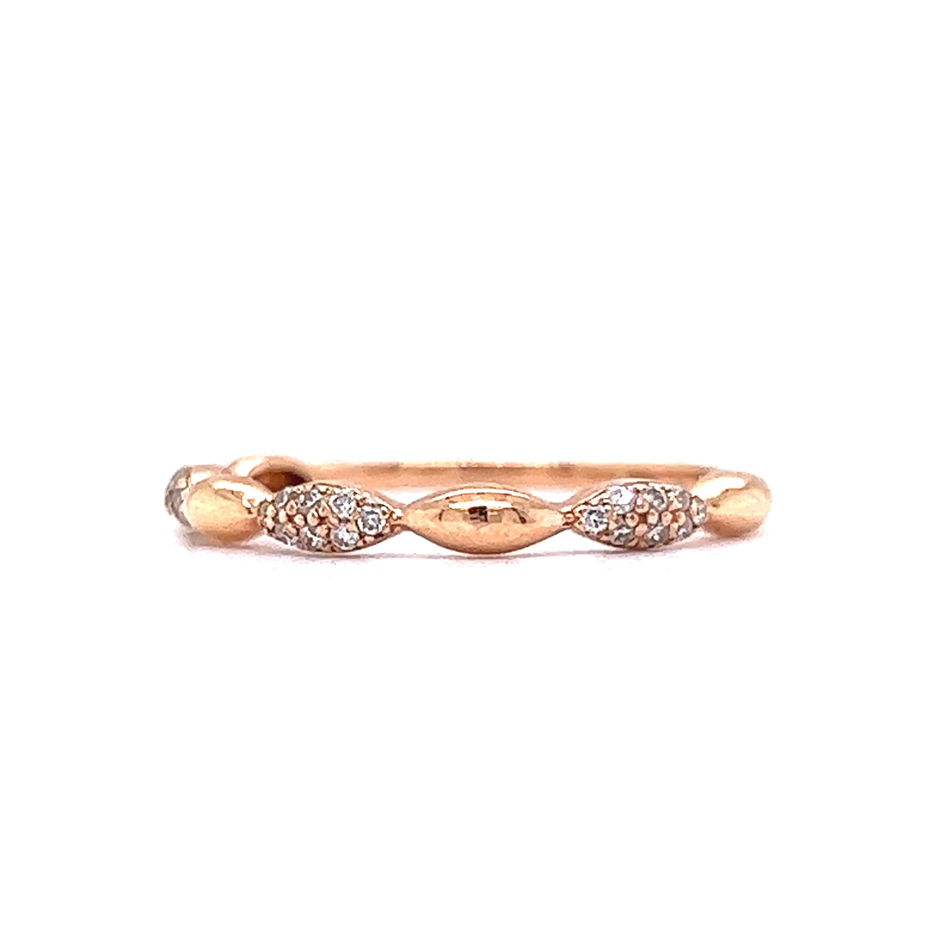 Rose Gold Pave Diamond Wedding Band w/ .10 Carats - Image 2
