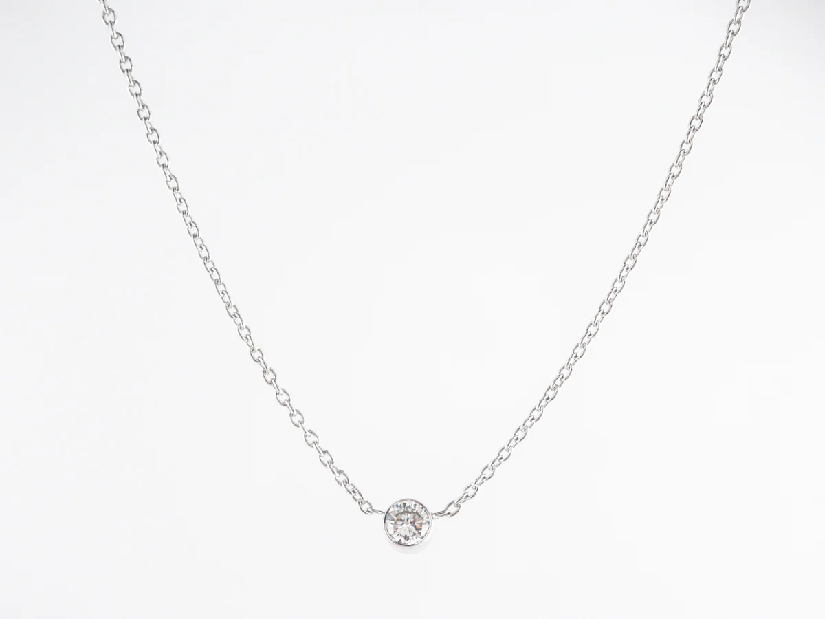 Round Brilliant Bezel Diamond Necklace in 14K White Gold - Image 2