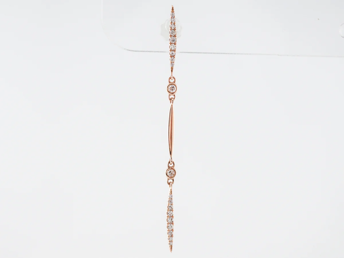 Round Brilliant Cut Diamond Dangle Earrings in 18k Rose Gold - Image 3