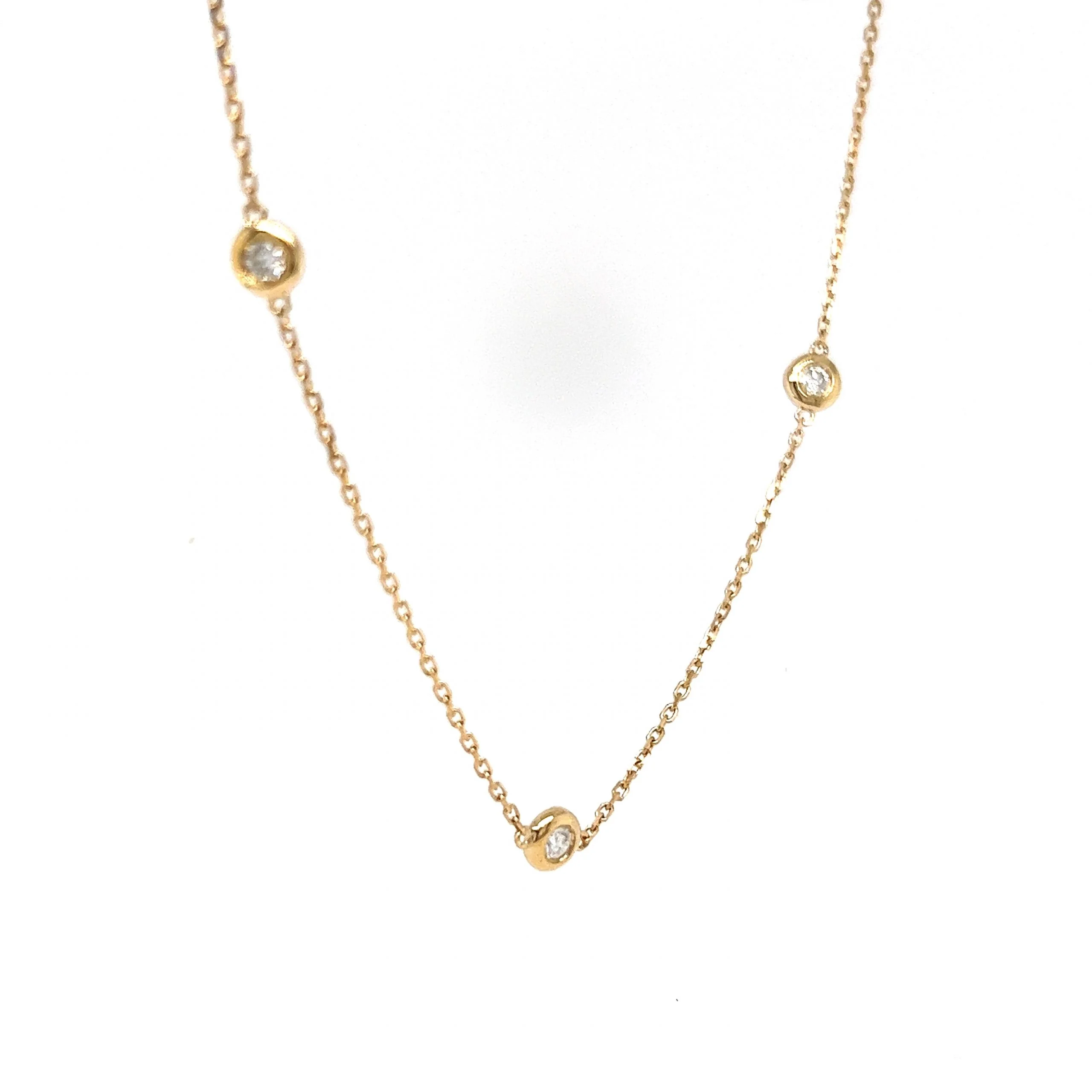Round Diamond Bezel Necklace in 14k Yellow Gold - Image 3