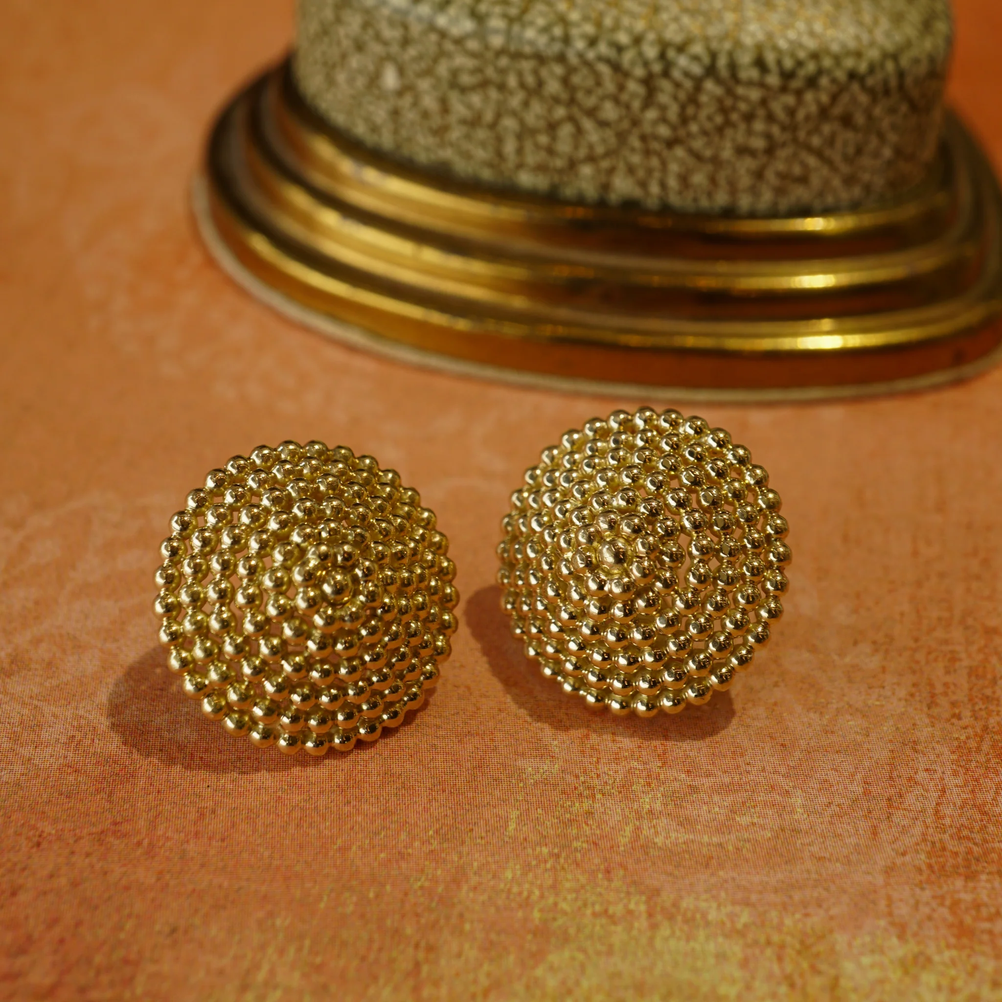 Round Rope Stud Earrings in 14k Yellow Gold - Image 4