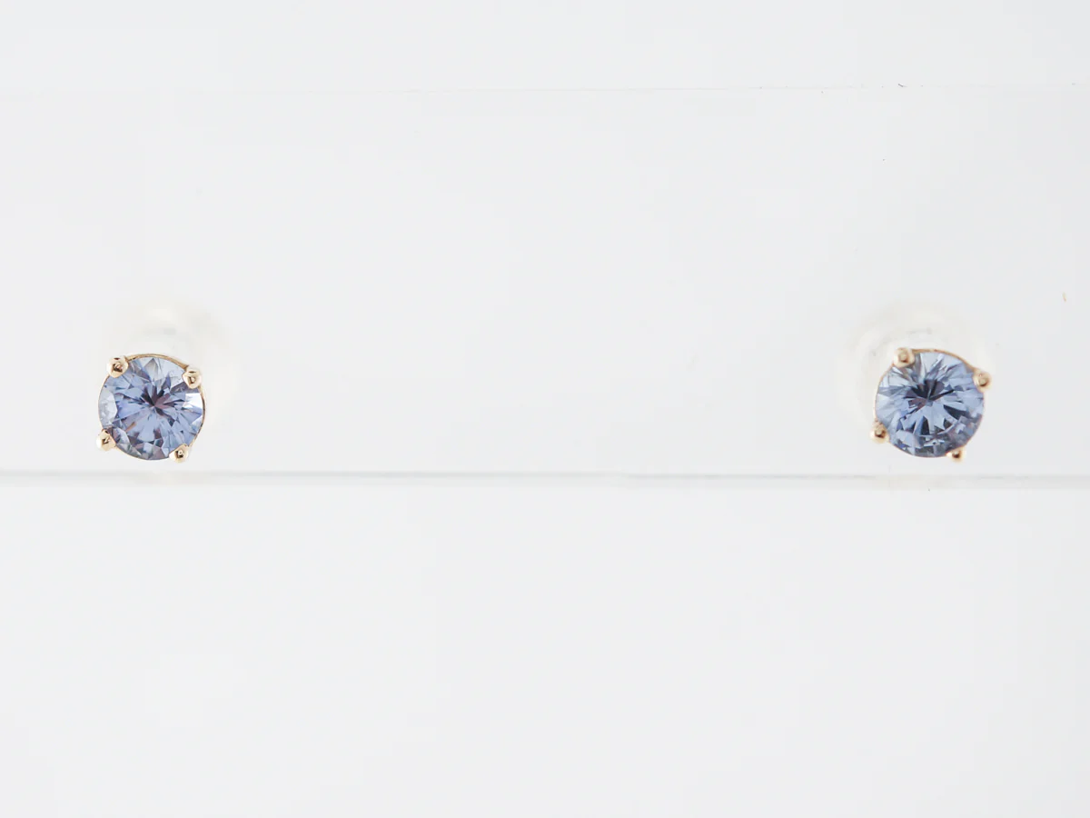 Round Sapphire Stud Earrings in 14k Yellow Gold