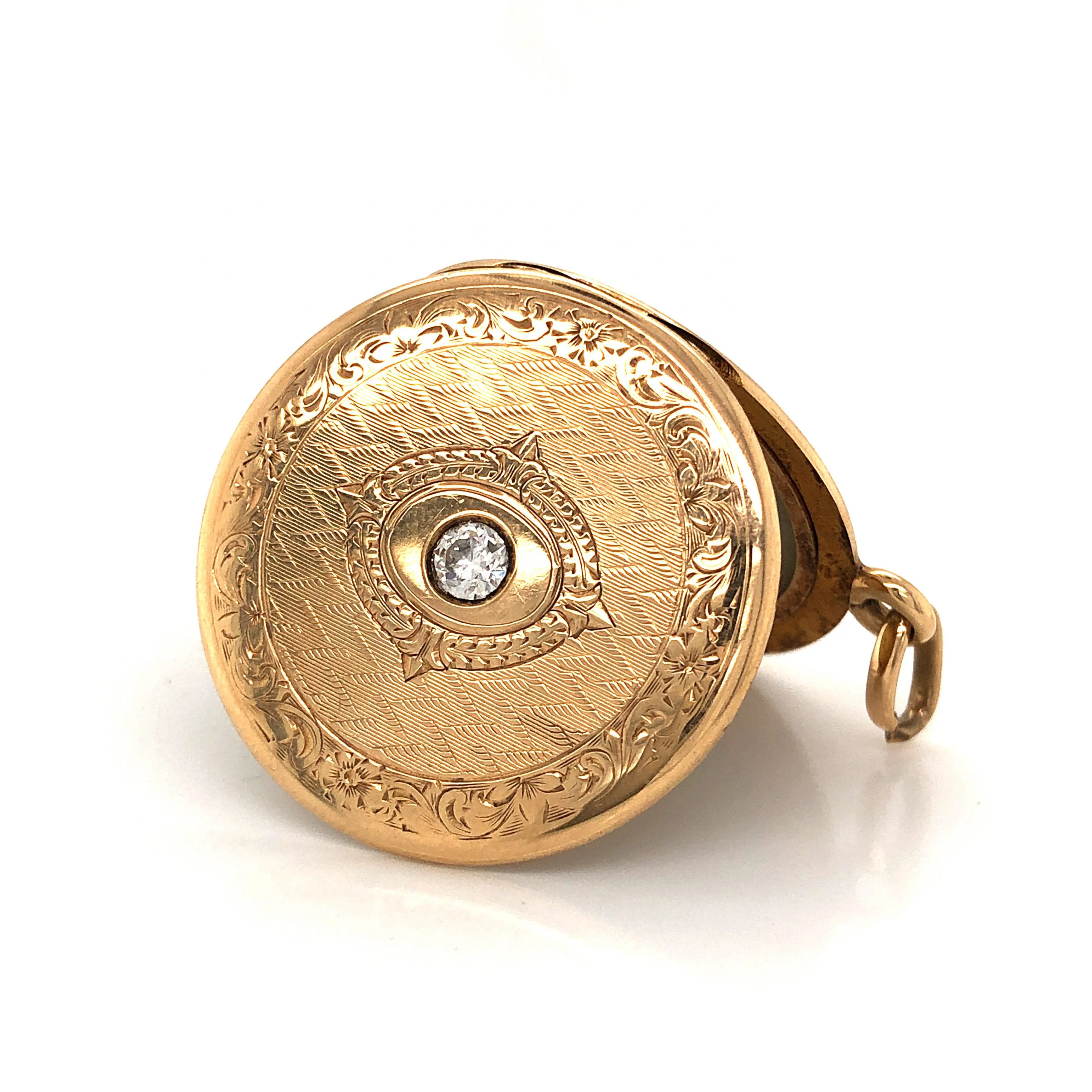 Round Victorian Diamond Locket in 14k Yellow Gold - Image 3