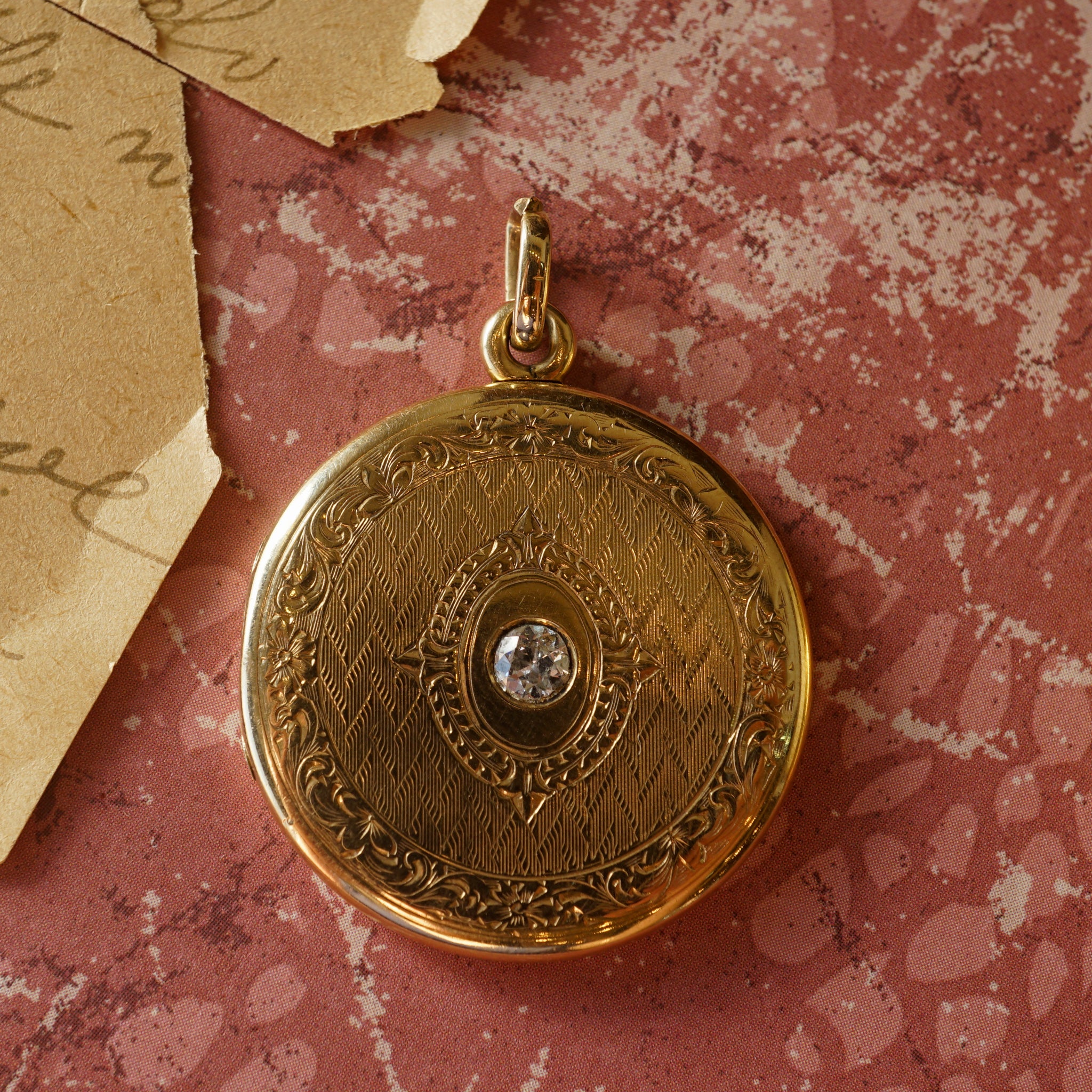 Round Victorian Diamond Locket in 14k Yellow Gold - Image 4