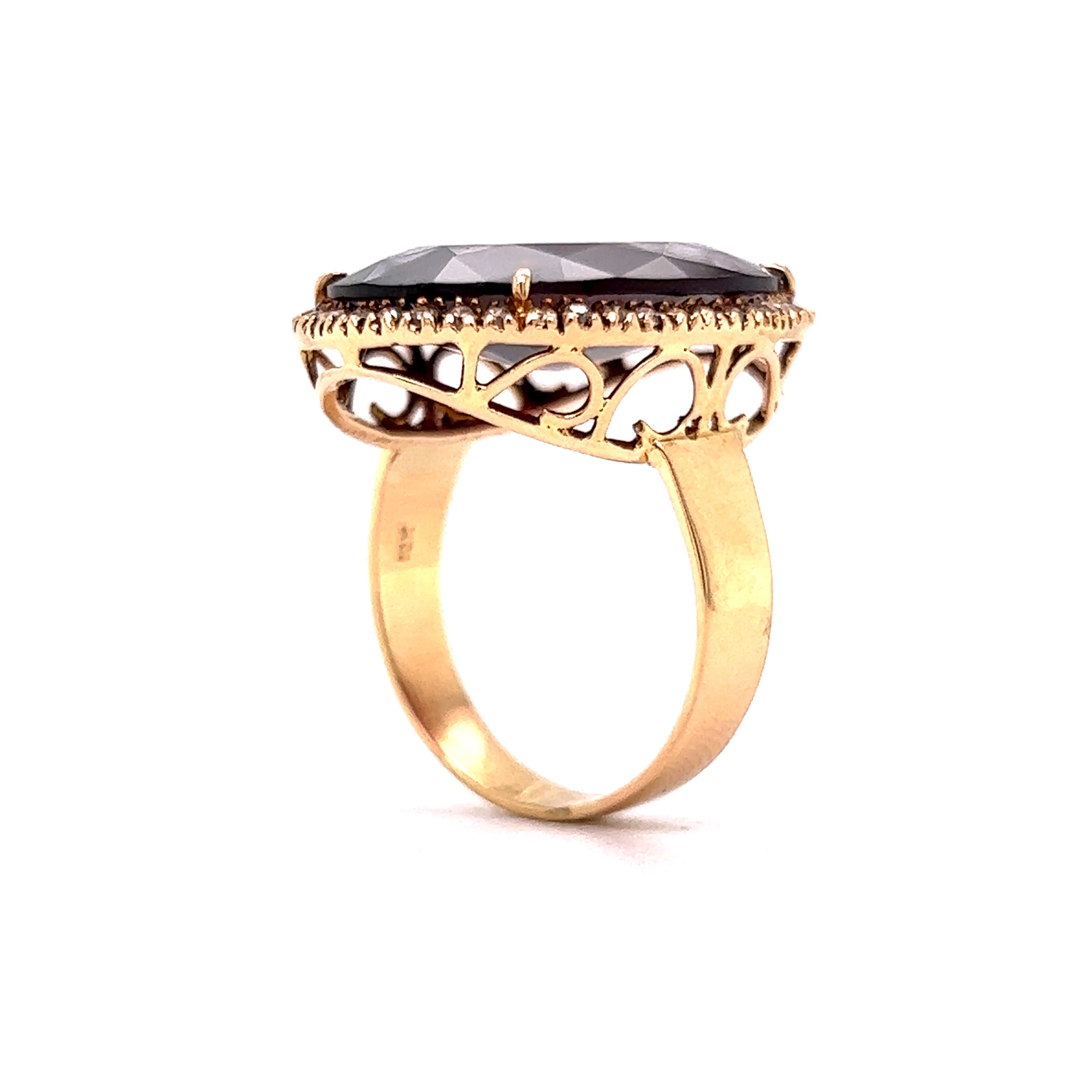 Rubellite & Diamond Cocktail Ring 18k Yellow Gold - Image 5