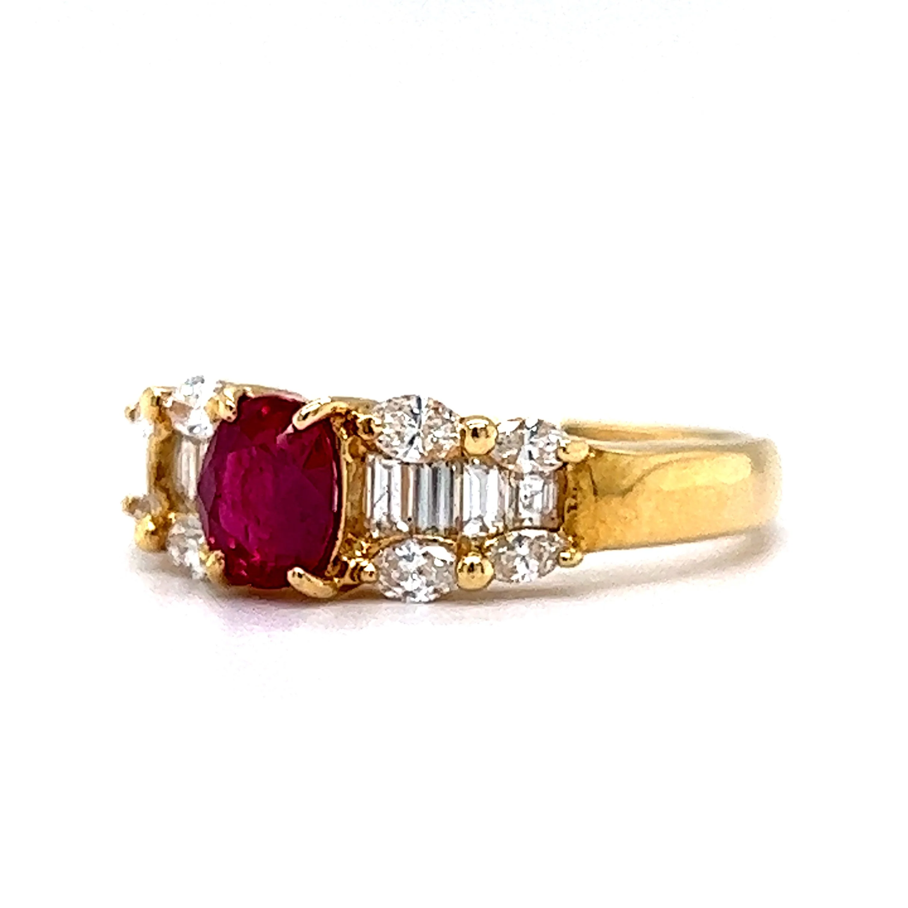 Ruby & Diamond Cluster Right Hand Ring in 18k Yellow Gold - Image 2