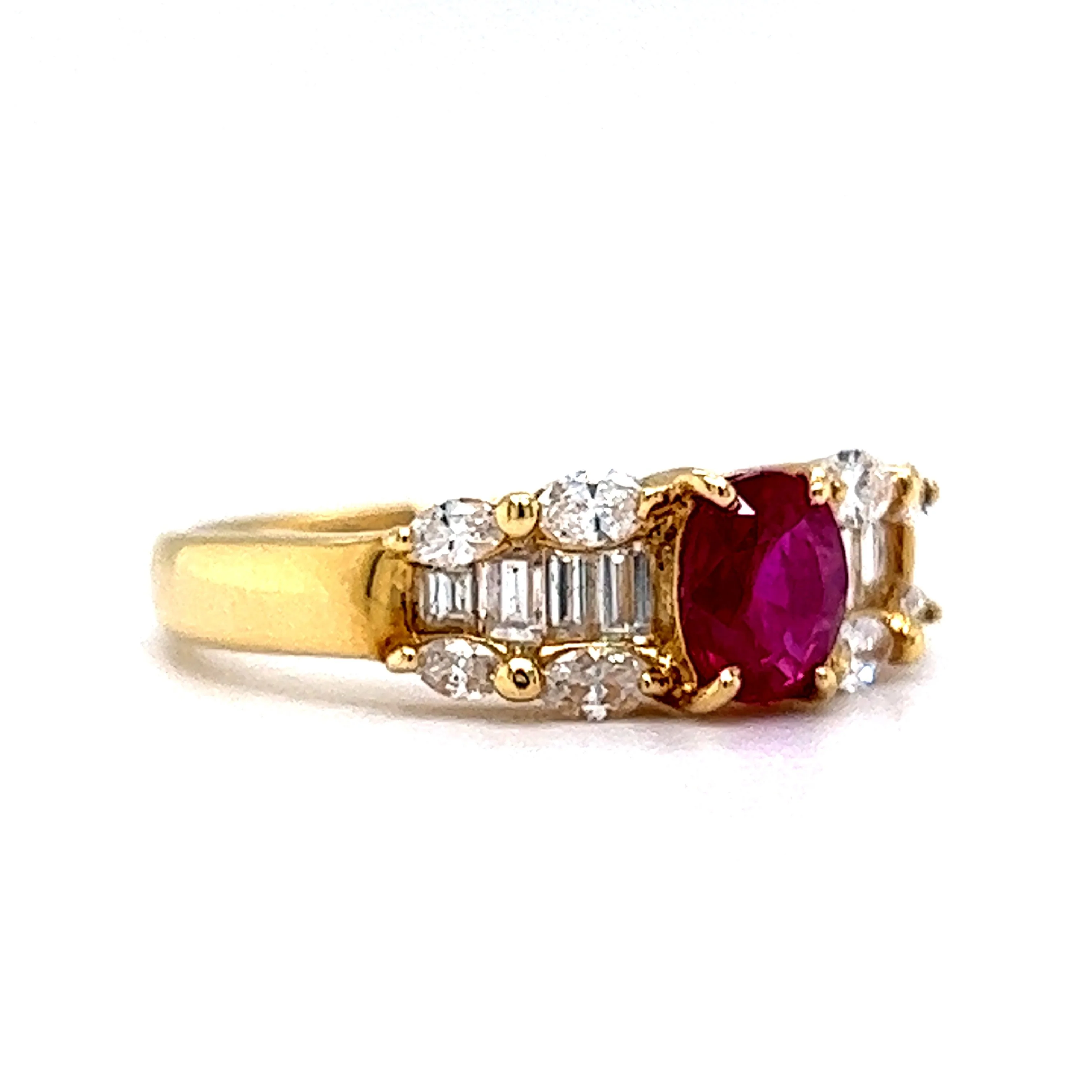 Ruby & Diamond Cluster Right Hand Ring in 18k Yellow Gold - Image 3