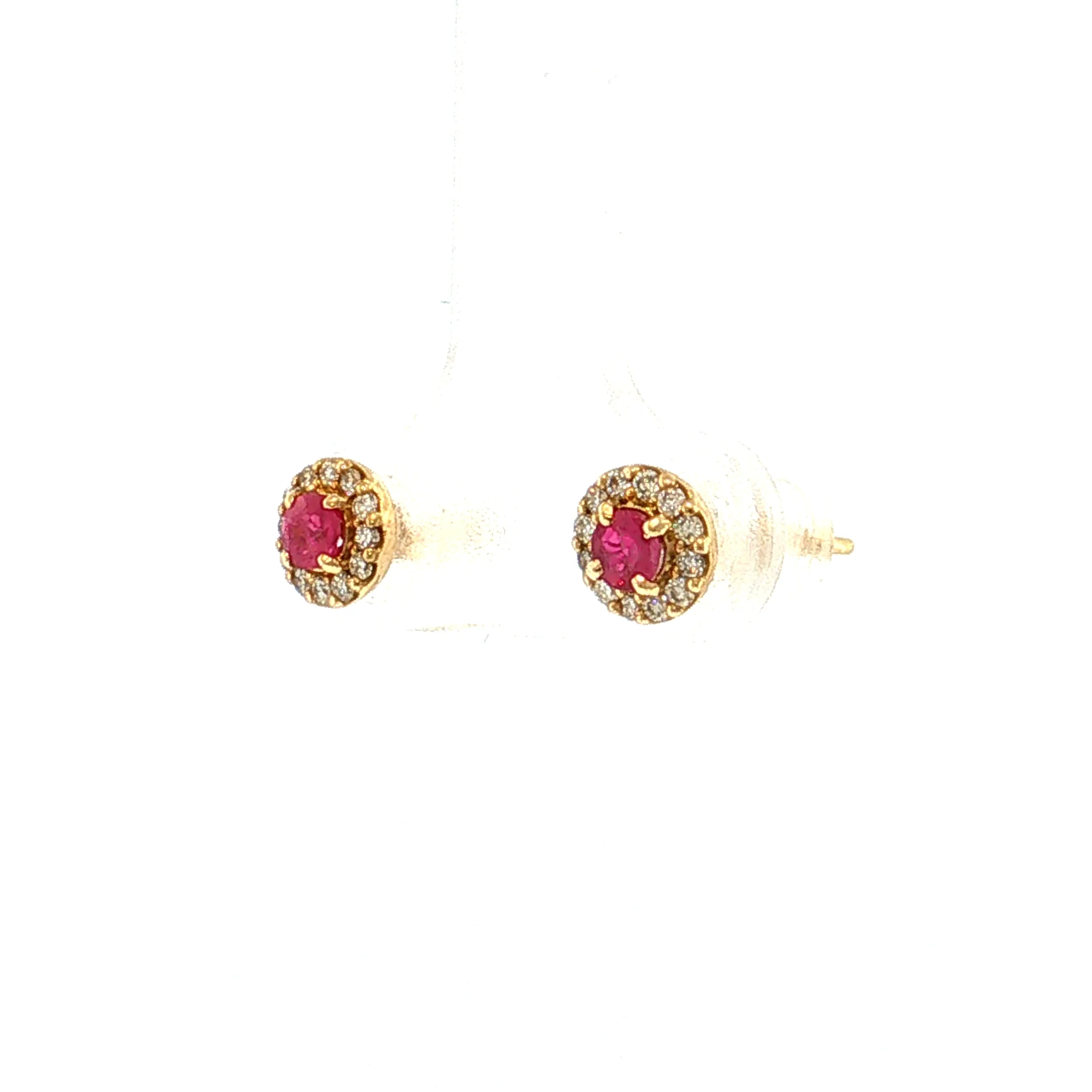 Ruby & Diamond Halo Stud Earrings 18k - Image 2