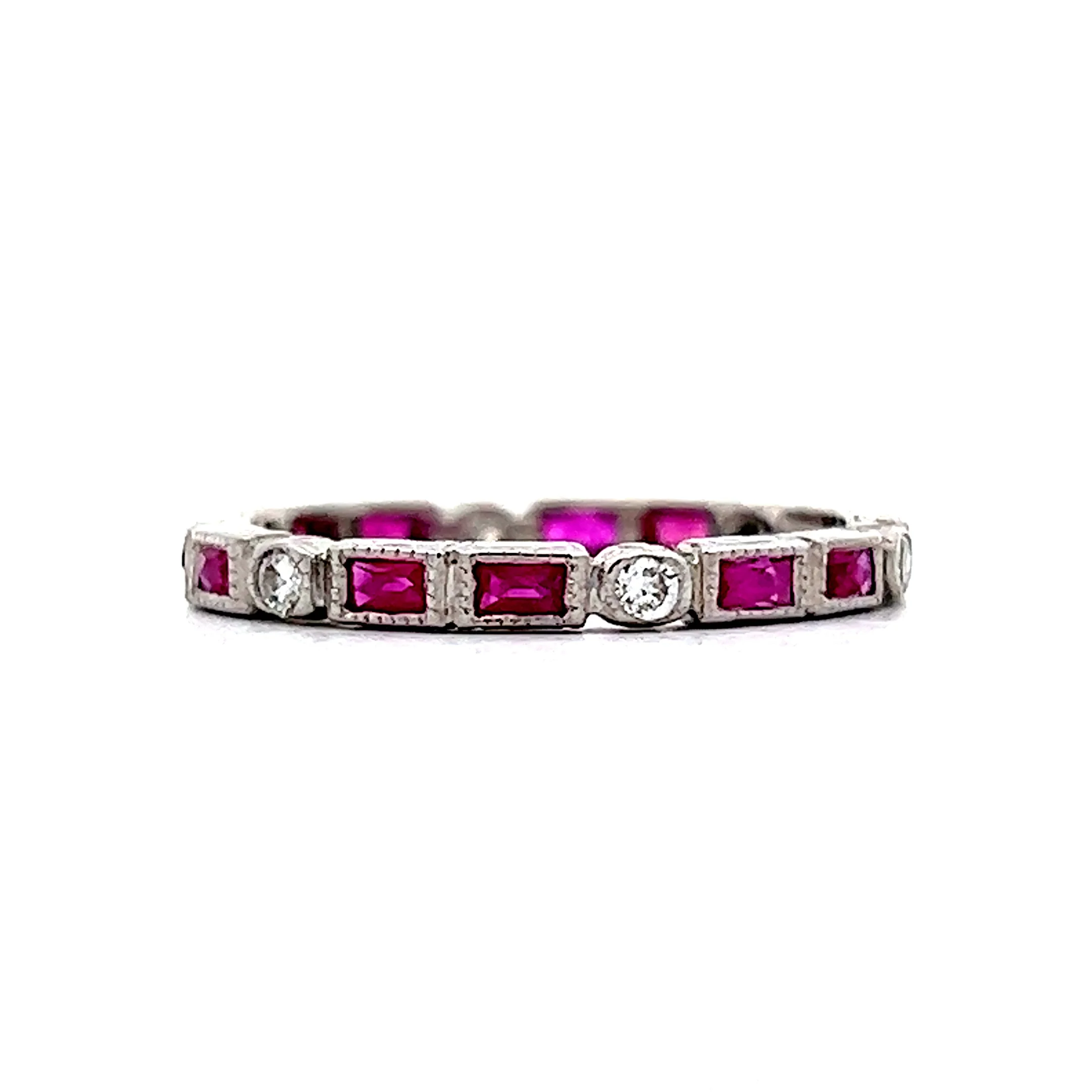 Ruby & Diamond Stacking Band in 18k White Gold - Image 2