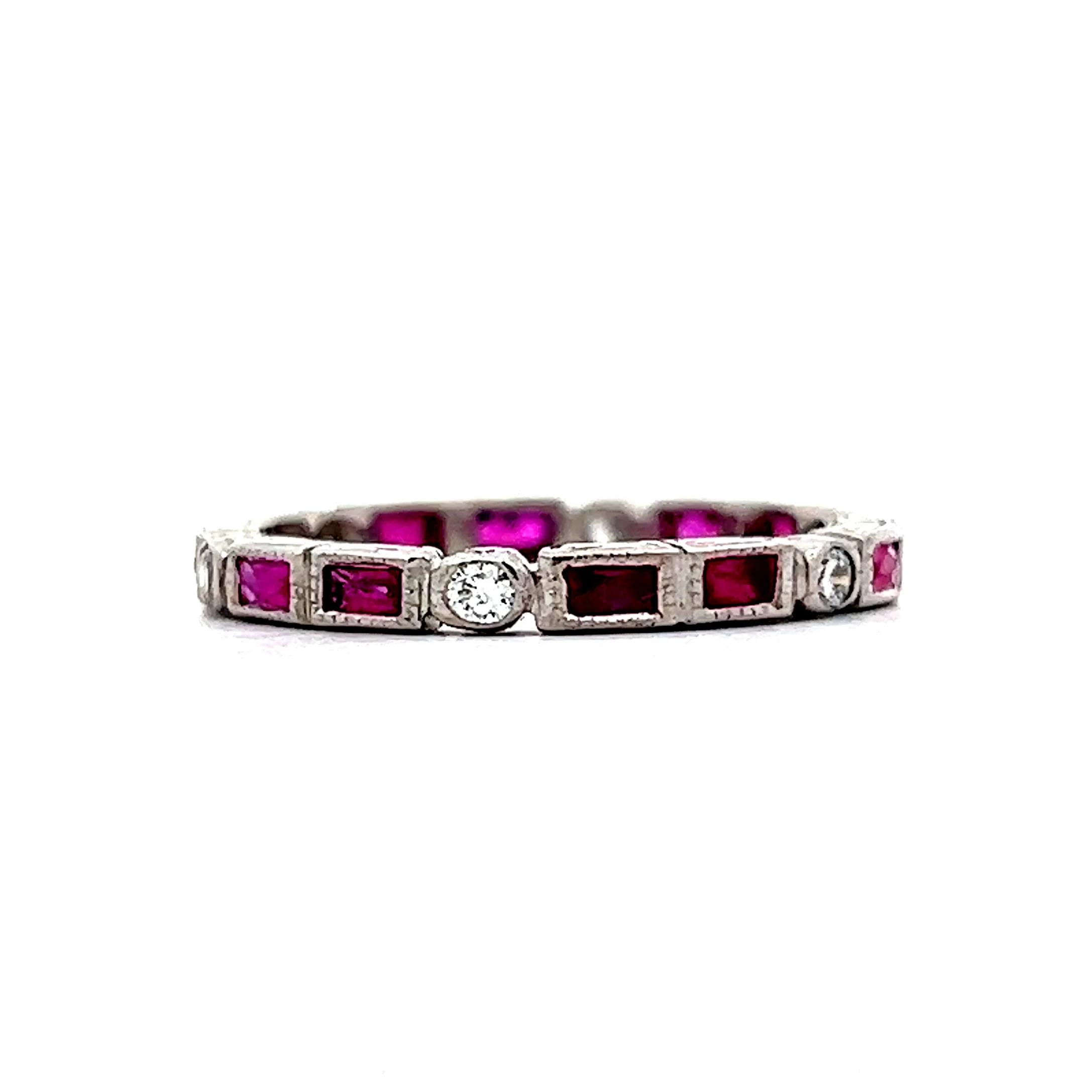 Ruby & Diamond Stacking Band in 18k White Gold - Image 3