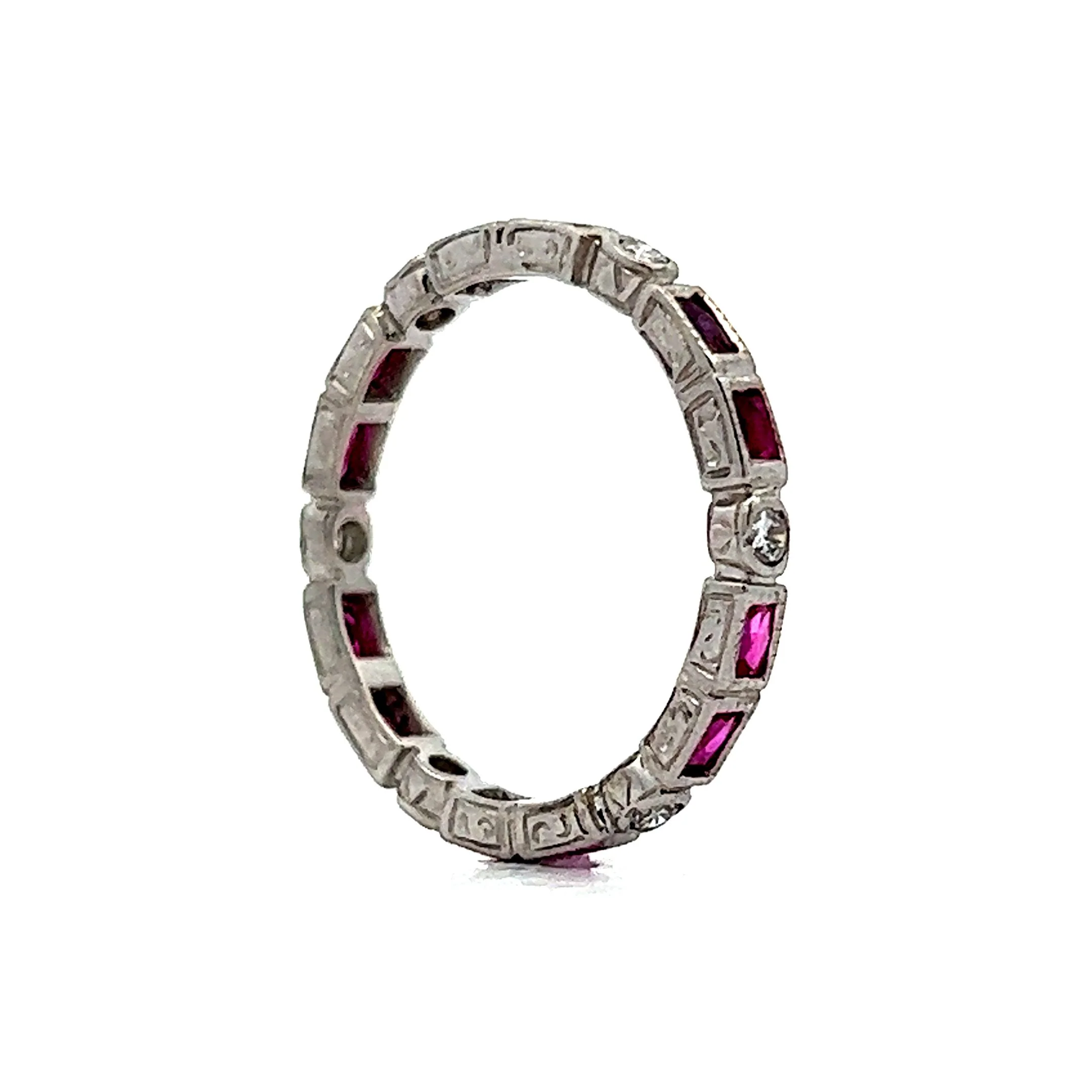 Ruby & Diamond Stacking Band in 18k White Gold - Image 5