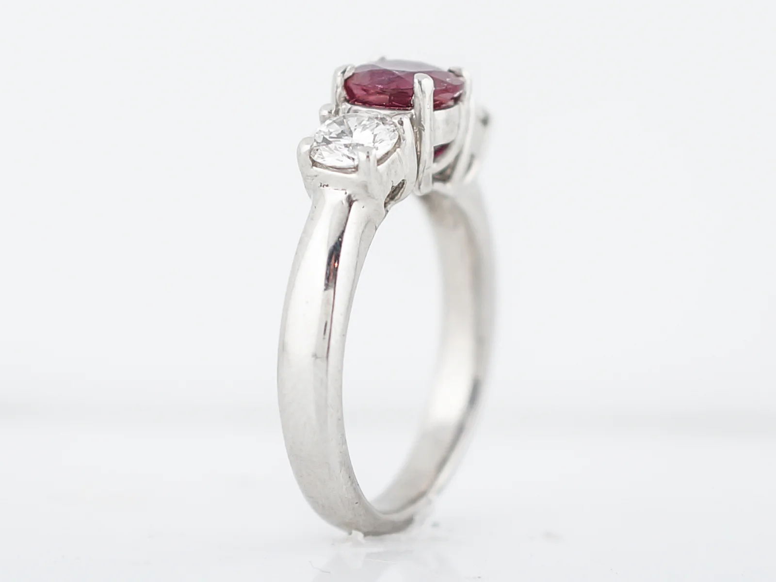 Ruby & Diamond Three Stone Engagement Ring in Platinum - Image 5