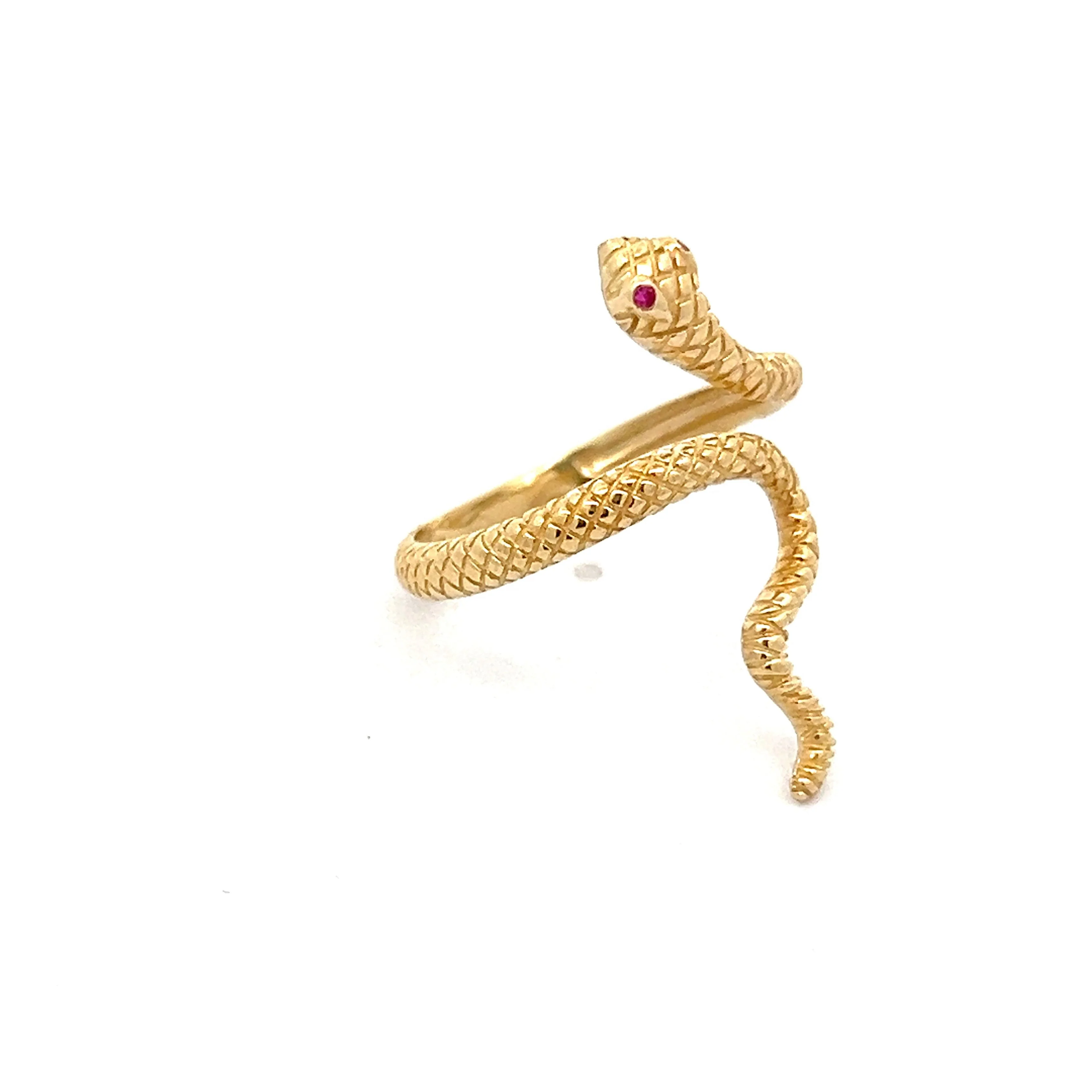 Ruby Snake Cocktail Ring in 14k Yellow Gold - Image 2
