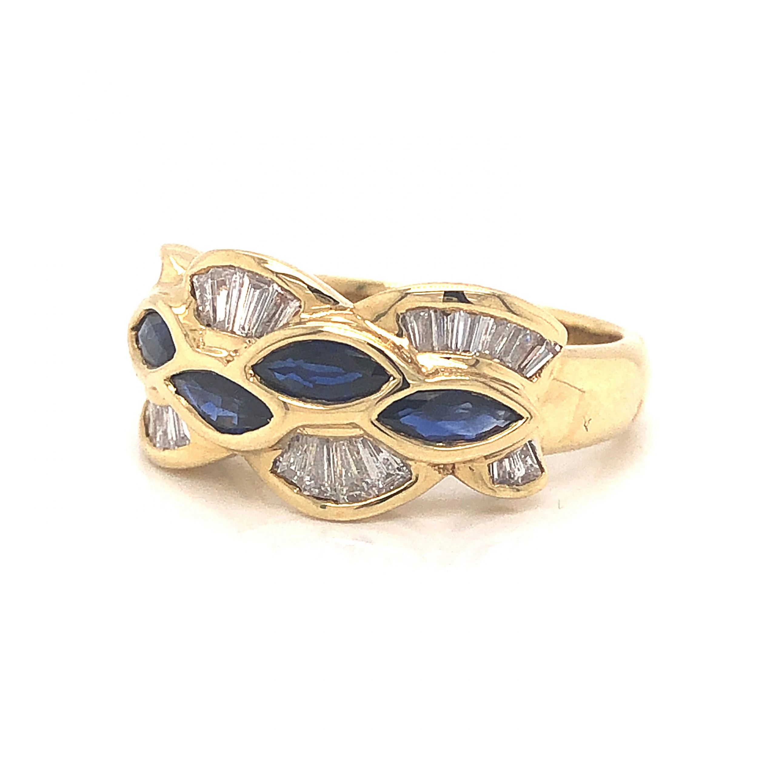 Sapphire & Diamond Cluster Cocktail Ring in 18k Yellow Gold - Image 2