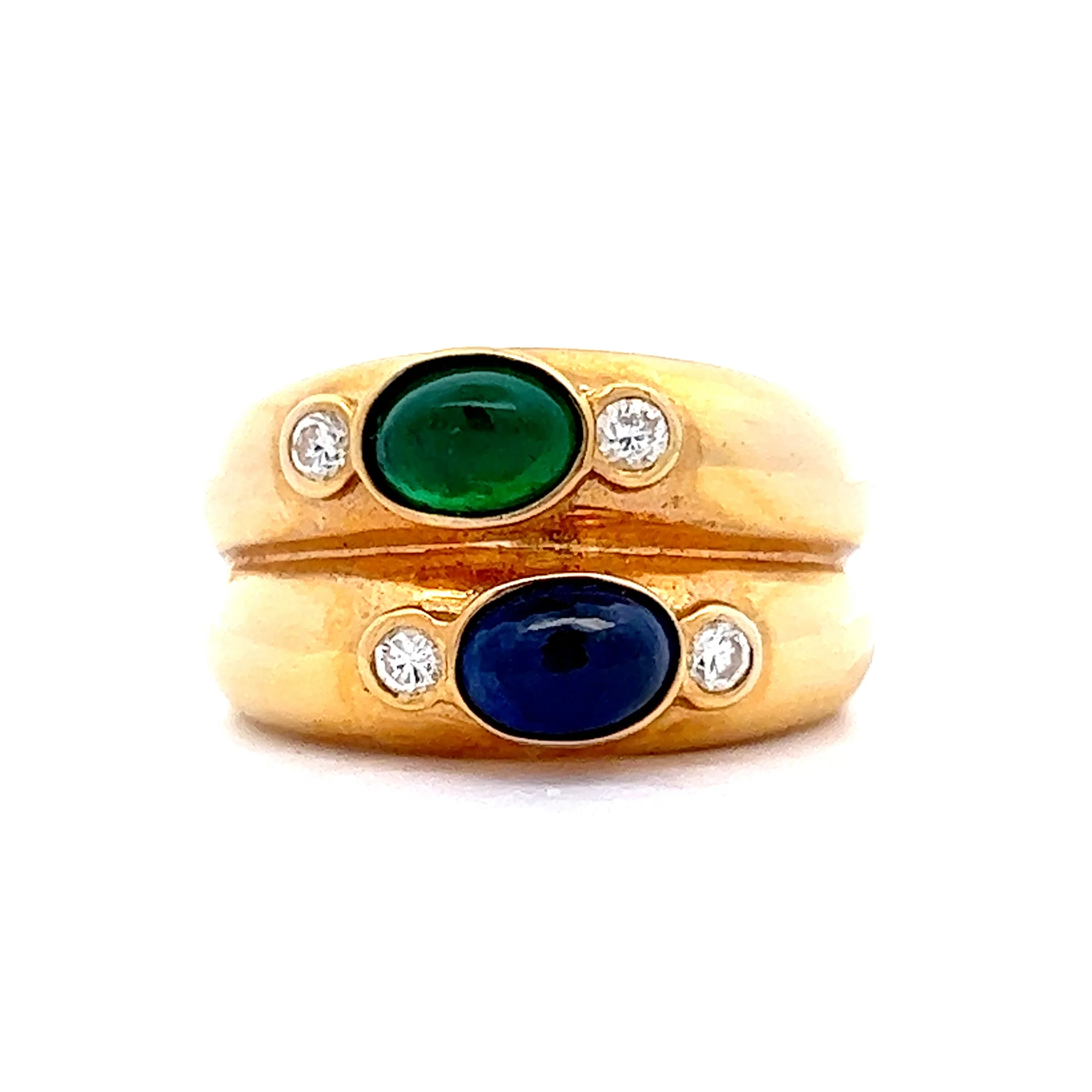 Sapphire & Emerald Ring in 18k Yellow Gold
