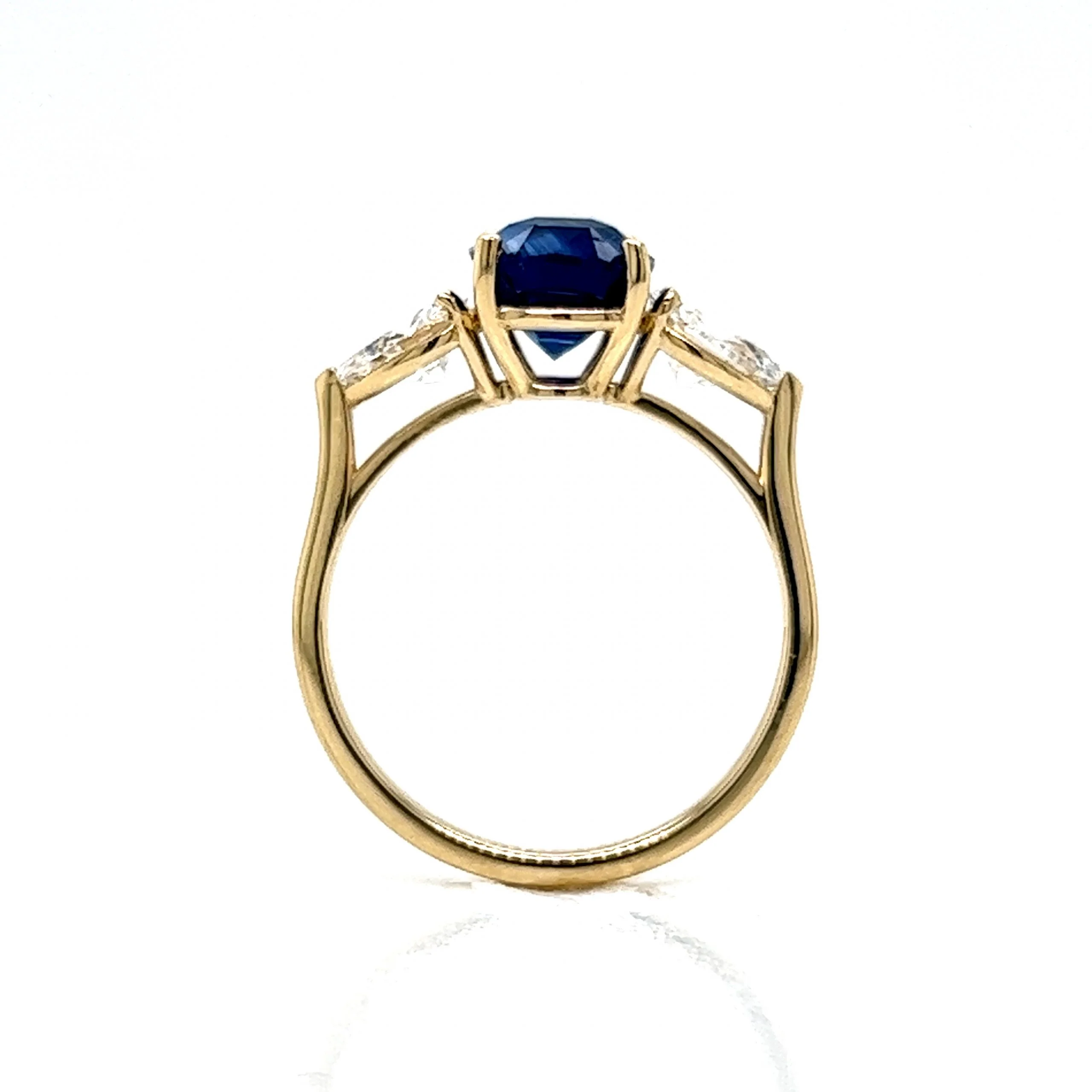 Sapphire & Pear Cut Diamond Engagement Ring in 14k Gold - Image 4