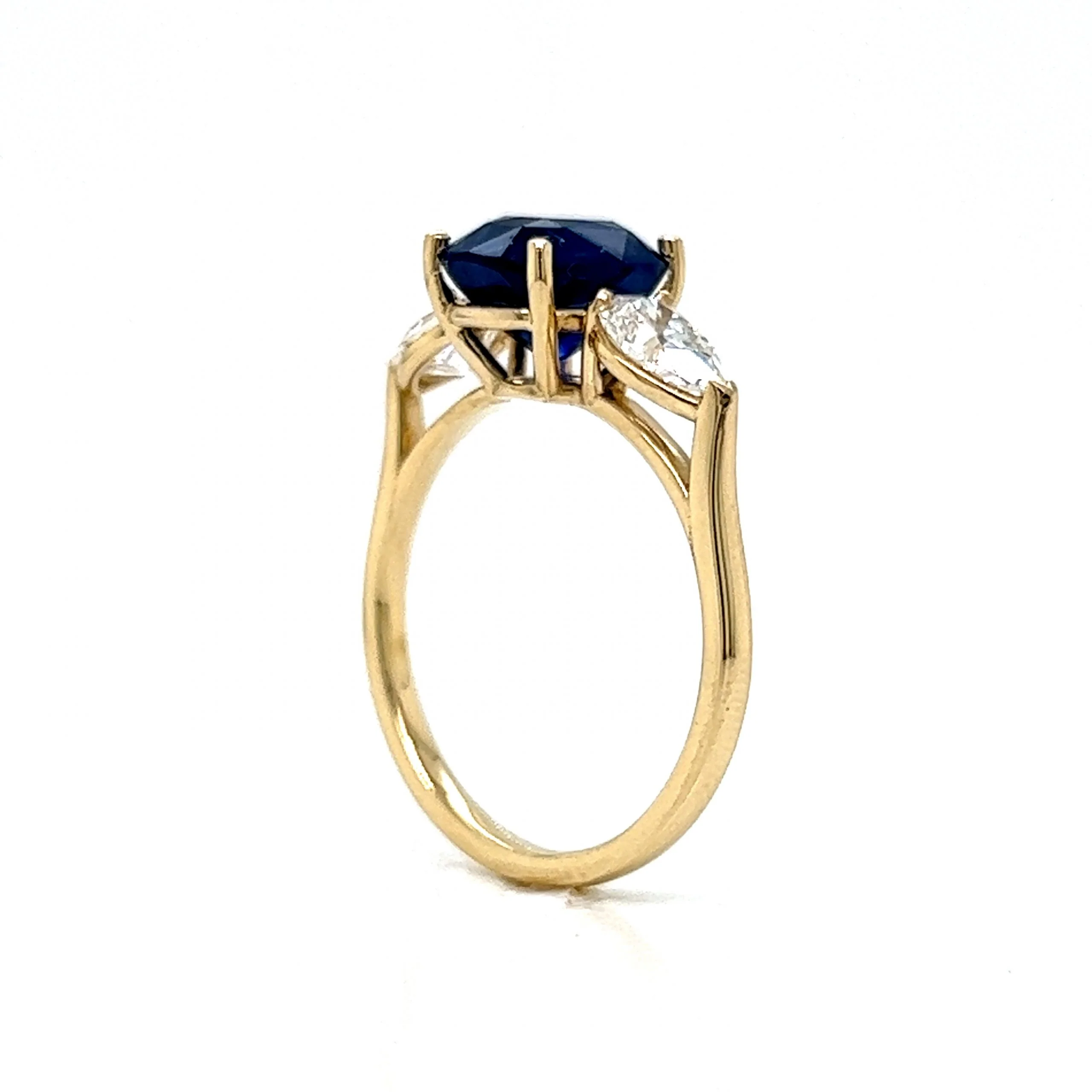 Sapphire & Pear Cut Diamond Engagement Ring in 14k Gold - Image 5