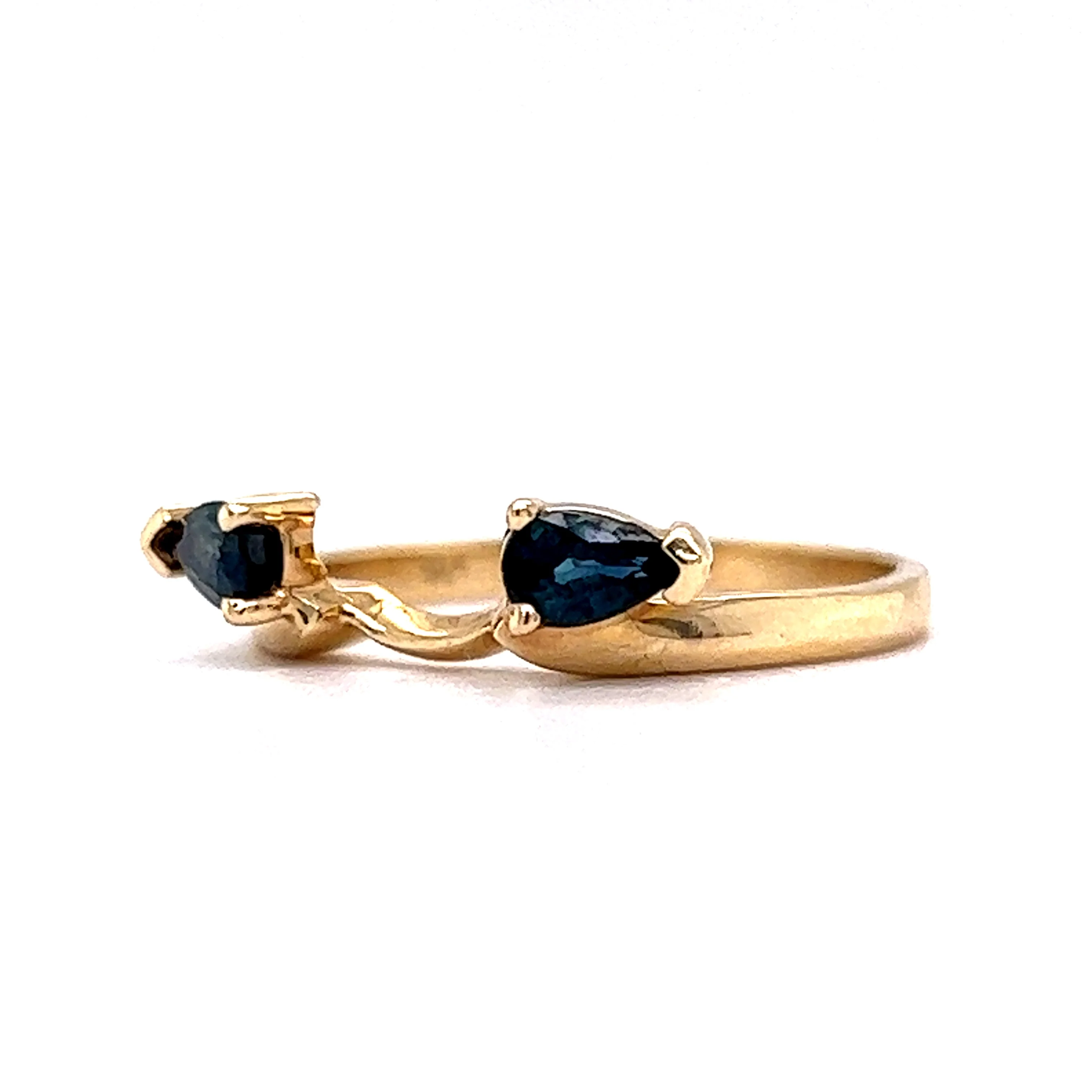 Sapphire Ring Guard Wedding Band in 14k Yellow Gold - Image 2