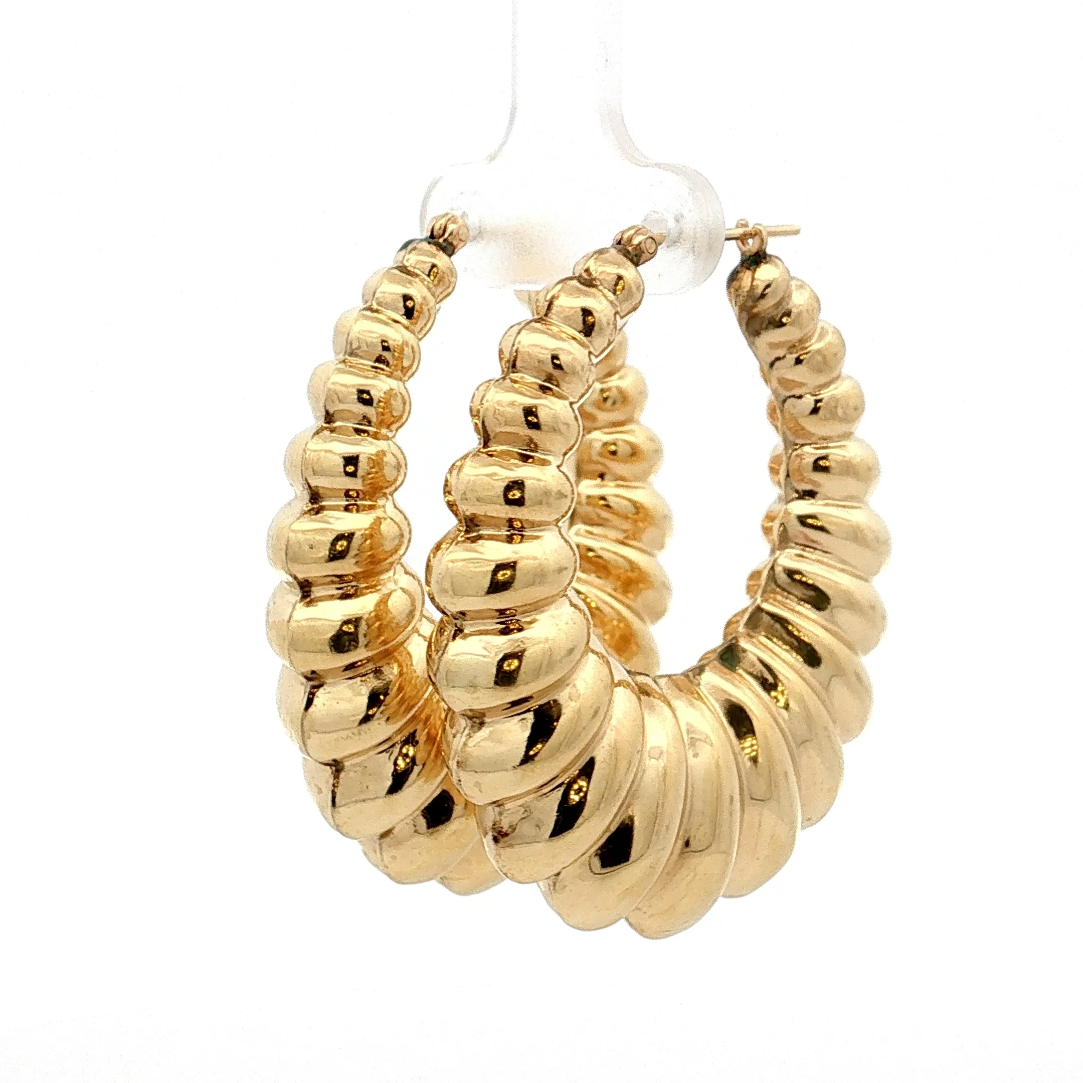 Scalloped Hoop Earrings 14k Yellow Gold - Image 2