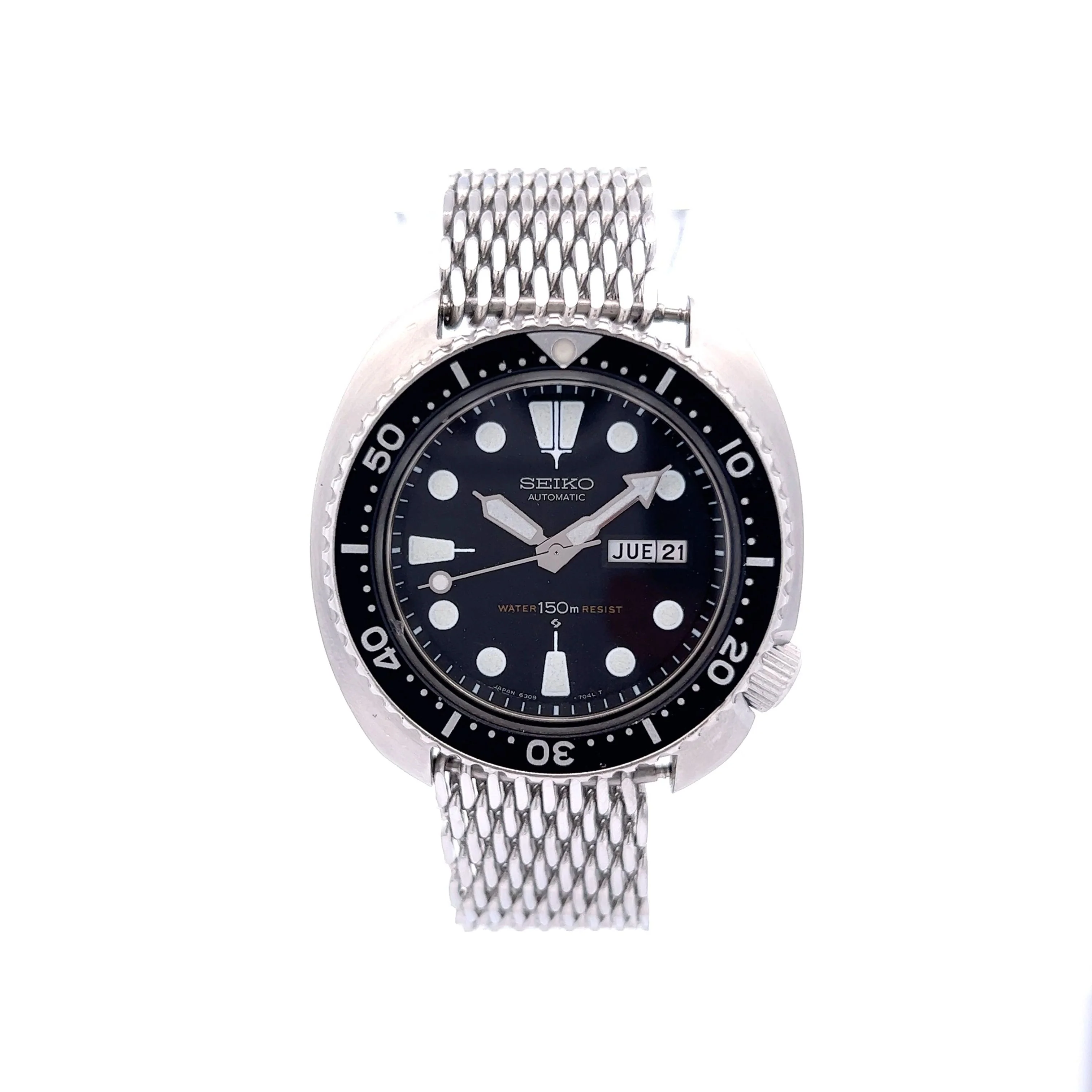 Vintage 1970's Seiko Turtle Automatic Diver Black 6309