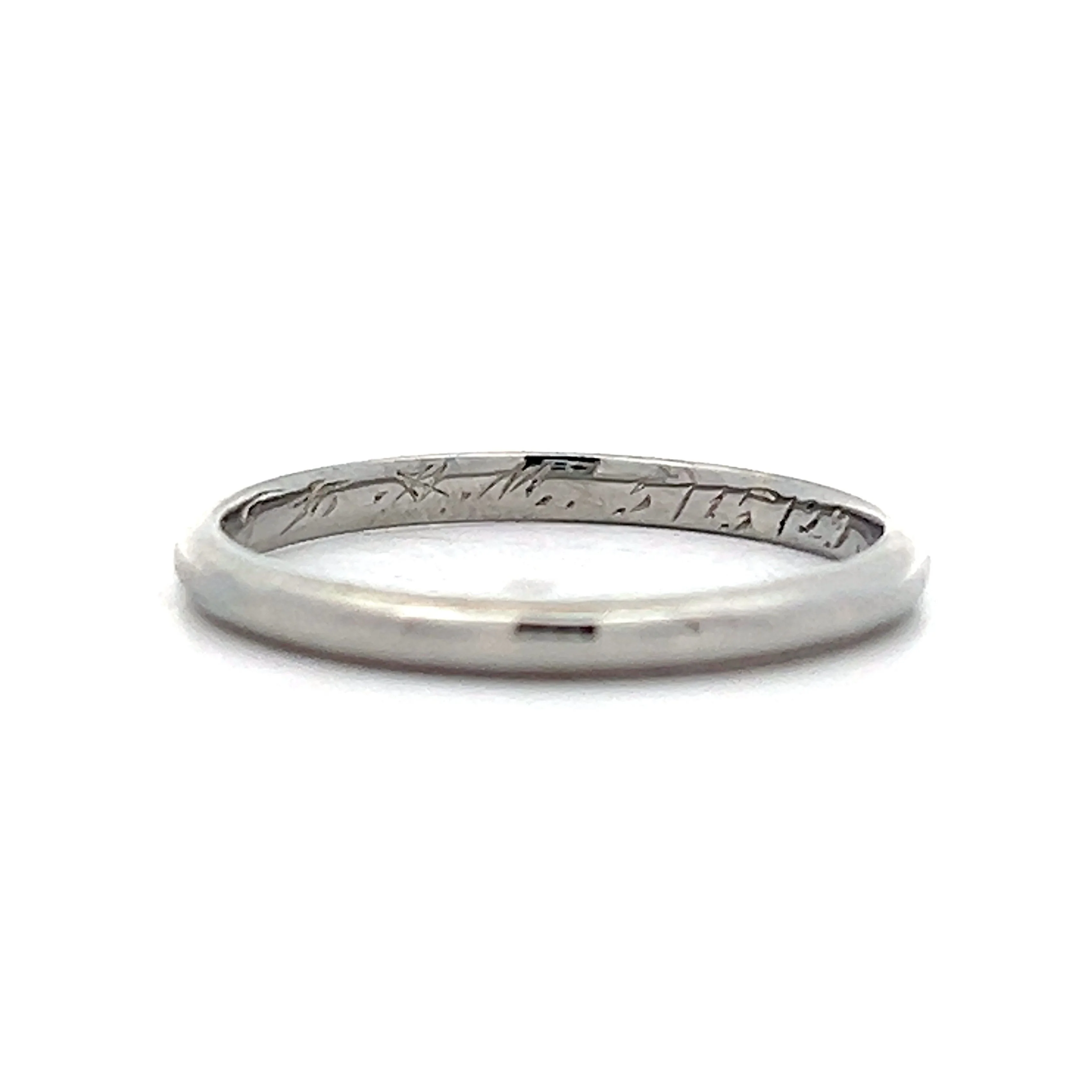 Simple Antique Art Deco Wedding Band in Platinum - Image 3