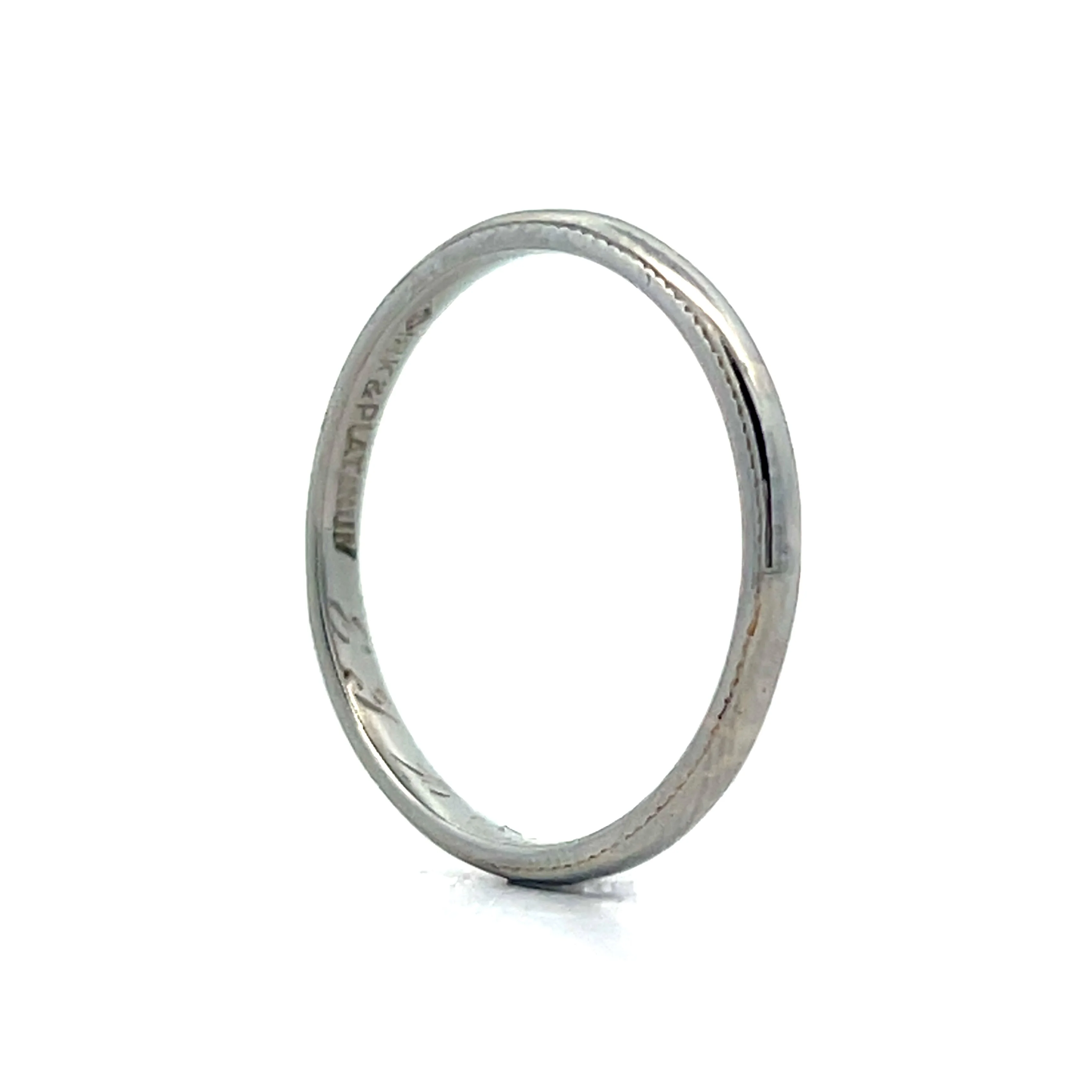 Simple Antique Art Deco Wedding Band in Platinum - Image 5