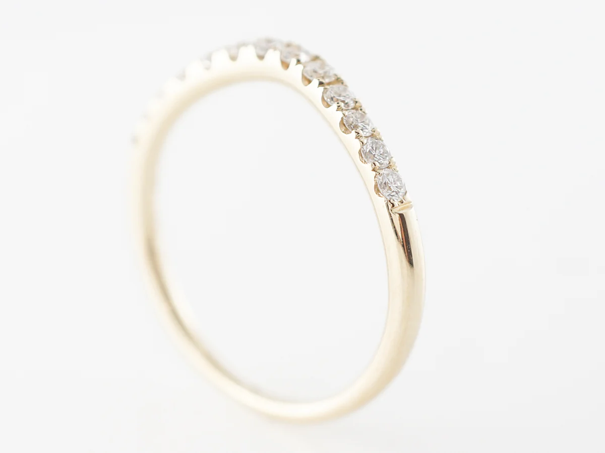 Simple Contoured Diamond Wedding Band in Yellow Gold - Image 4