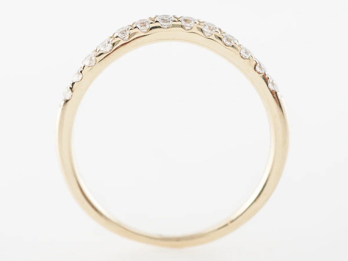 Simple Contoured Diamond Wedding Band in Yellow Gold - Image 5