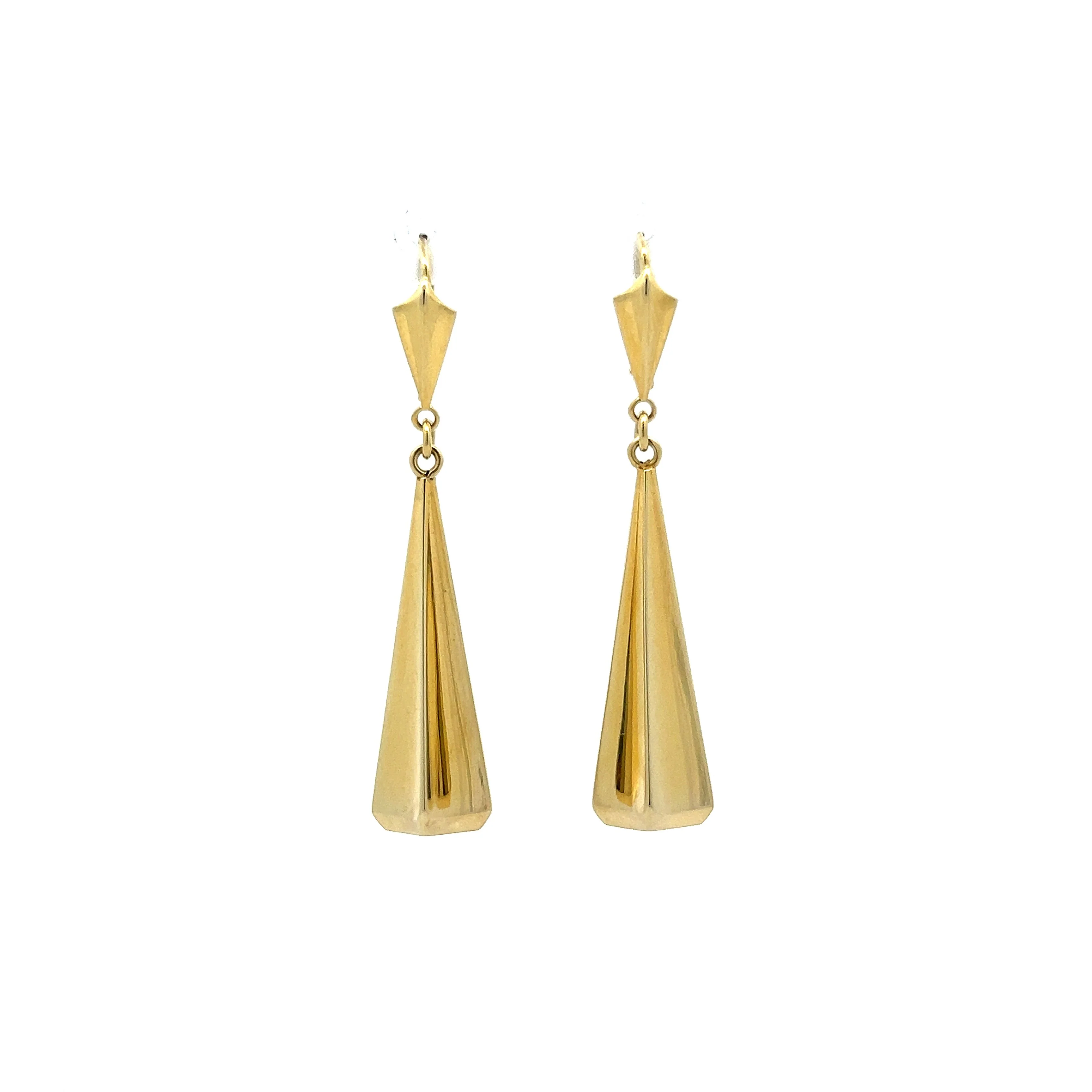 Simple Elegant Drop Earrings in 14k Yellow Gold
