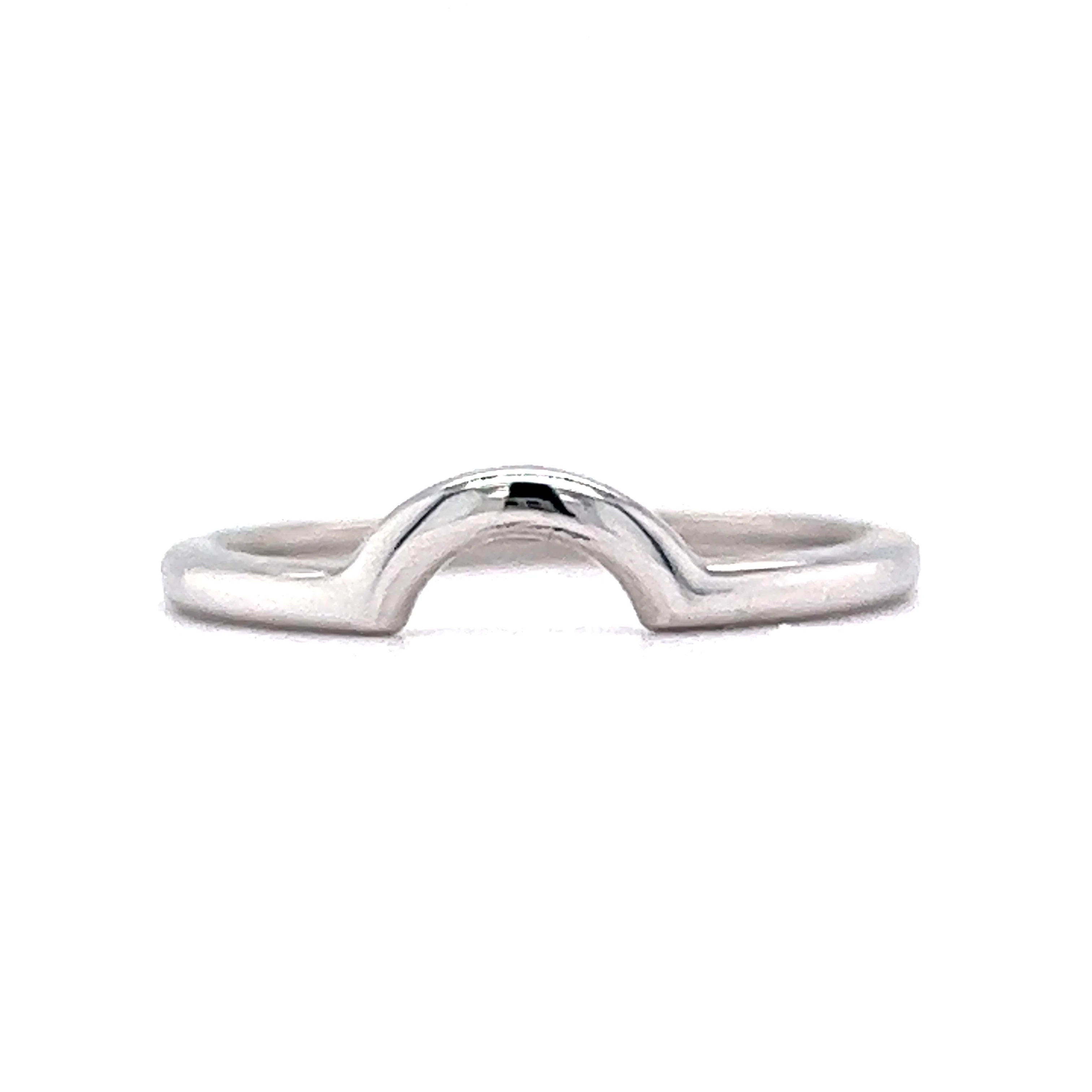 Simple Round Contoured Wedding Band in 14k White Gold