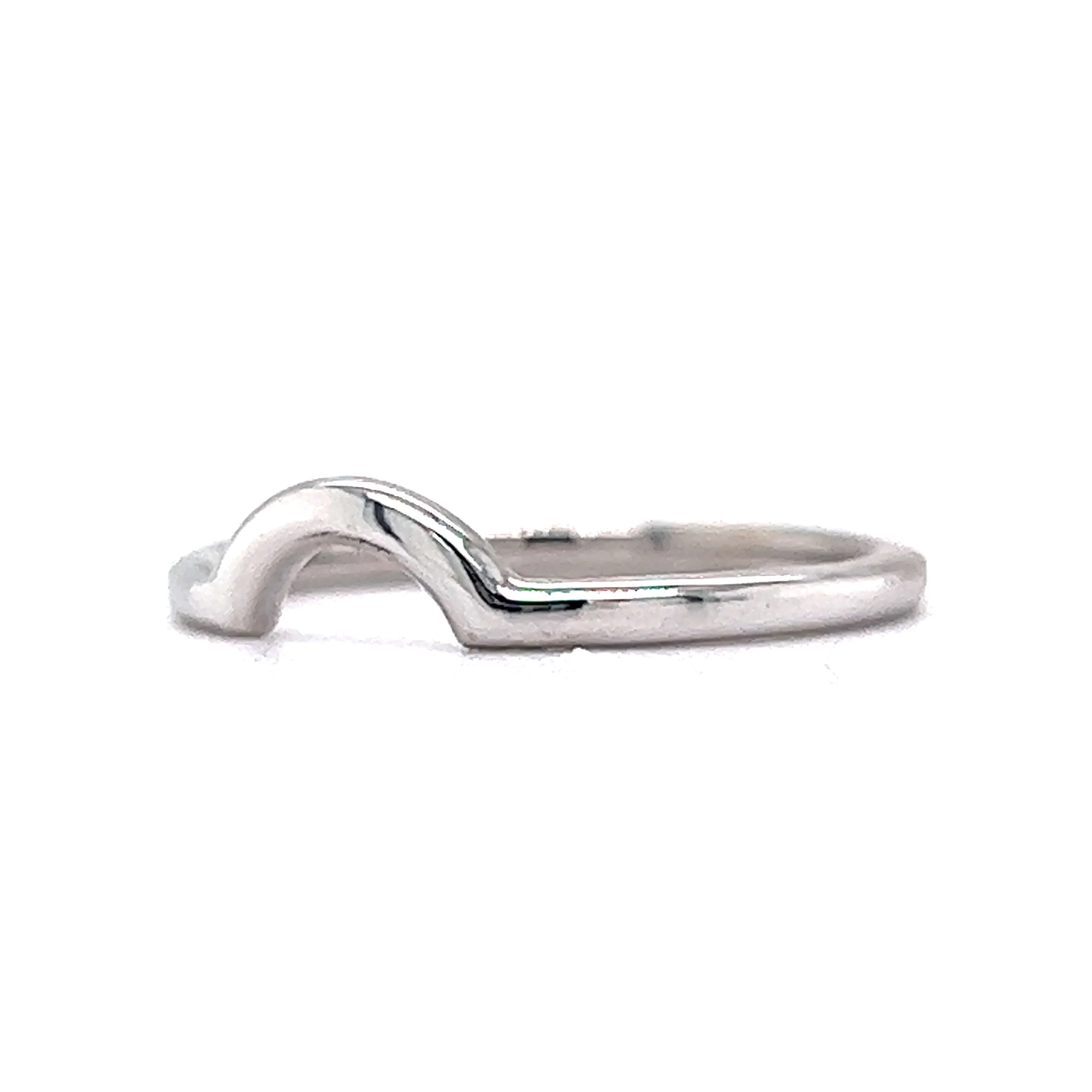 Simple Round Contoured Wedding Band in 14k White Gold - Image 2