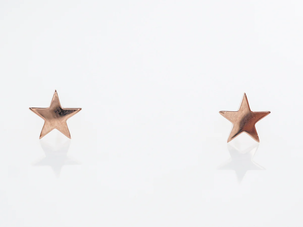 Simple Star Stud Earrings 14K Rose Gold