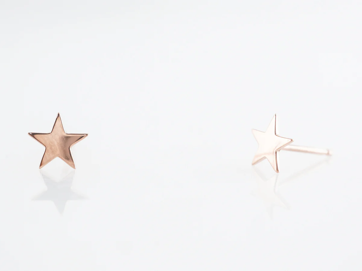Simple Star Stud Earrings 14K Rose Gold - Image 2