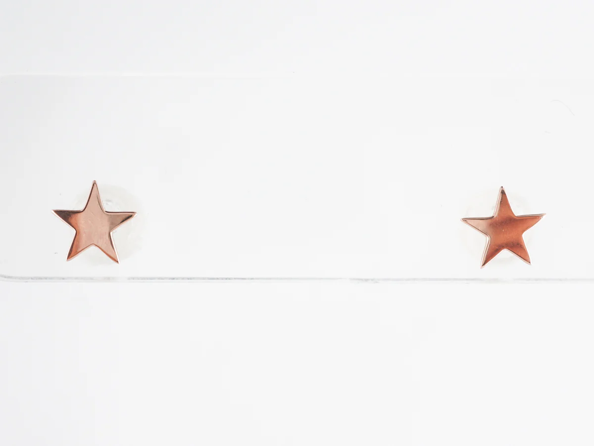 Simple Star Stud Earrings 14K Rose Gold - Image 3