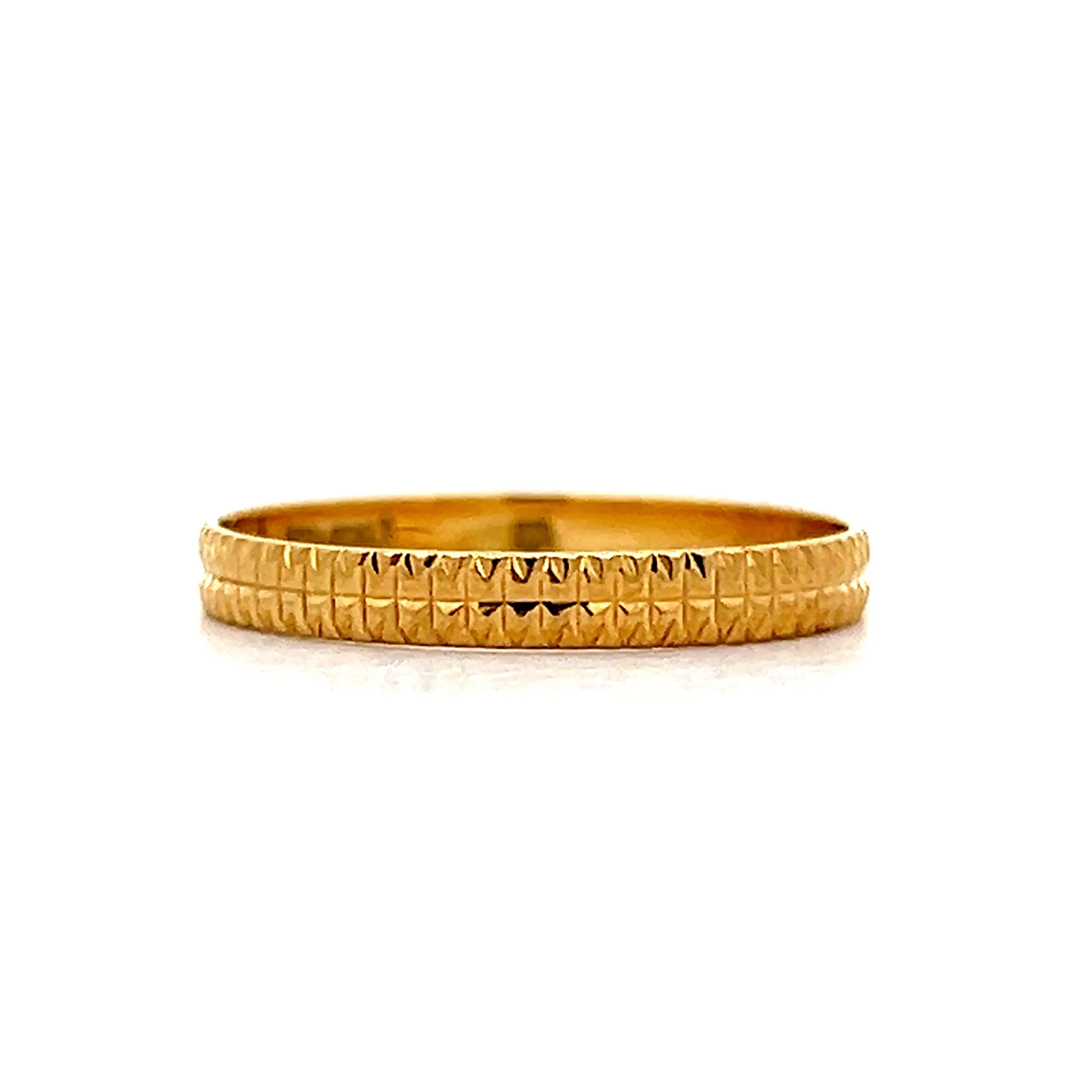 Simple Textured Stacking Band in 18k Yellow Gold - Image 2