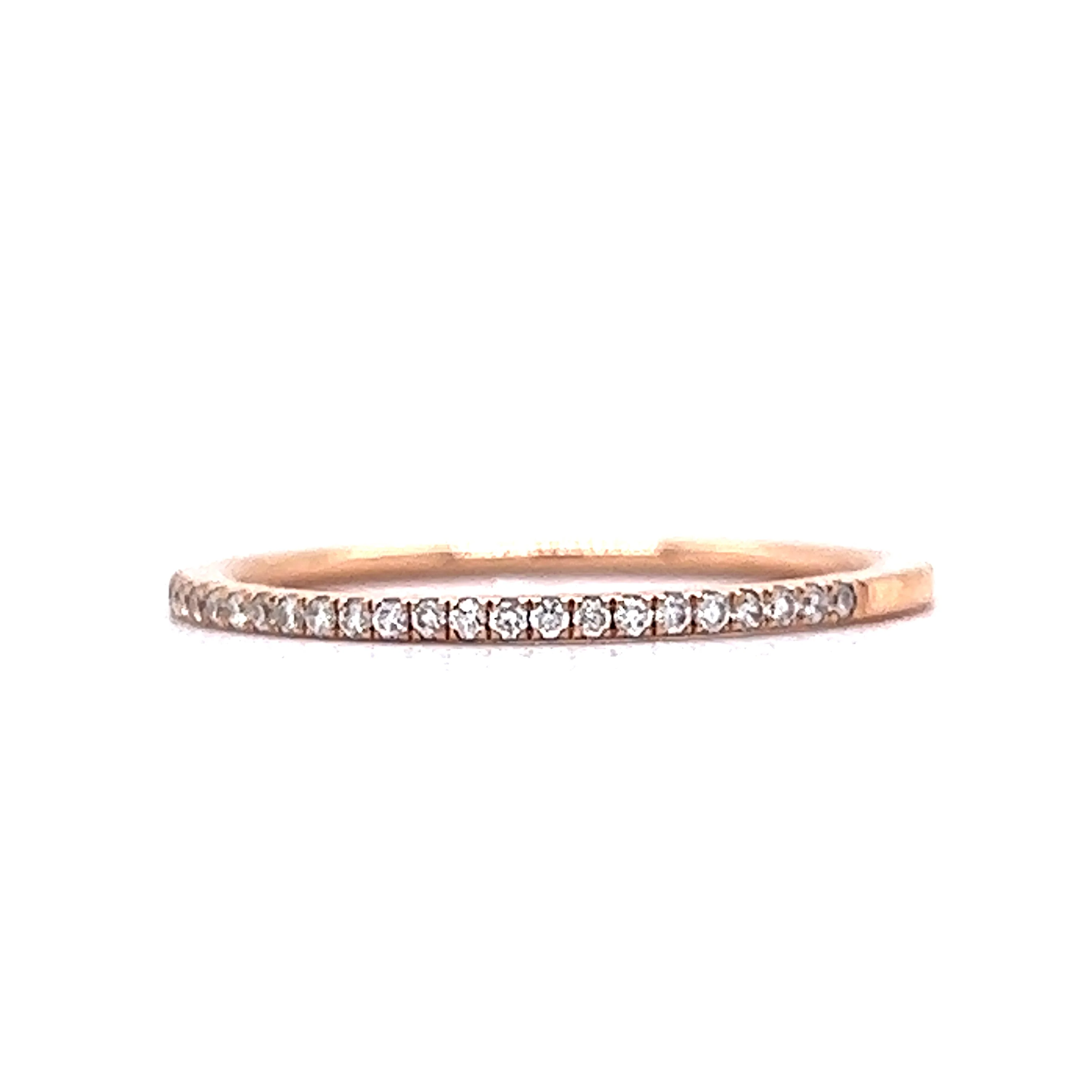 Simple Thin Diamond Wedding Band in 14k Rose Gold - Image 2