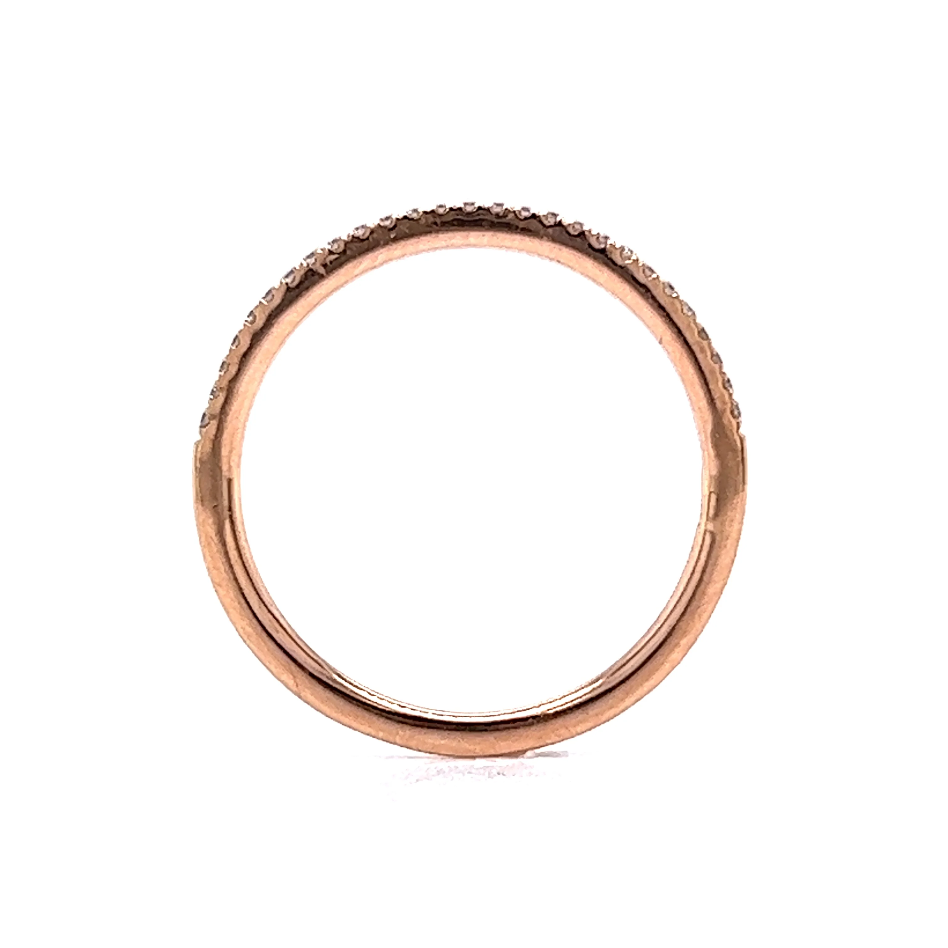 Simple Thin Diamond Wedding Band in 14k Rose Gold - Image 4