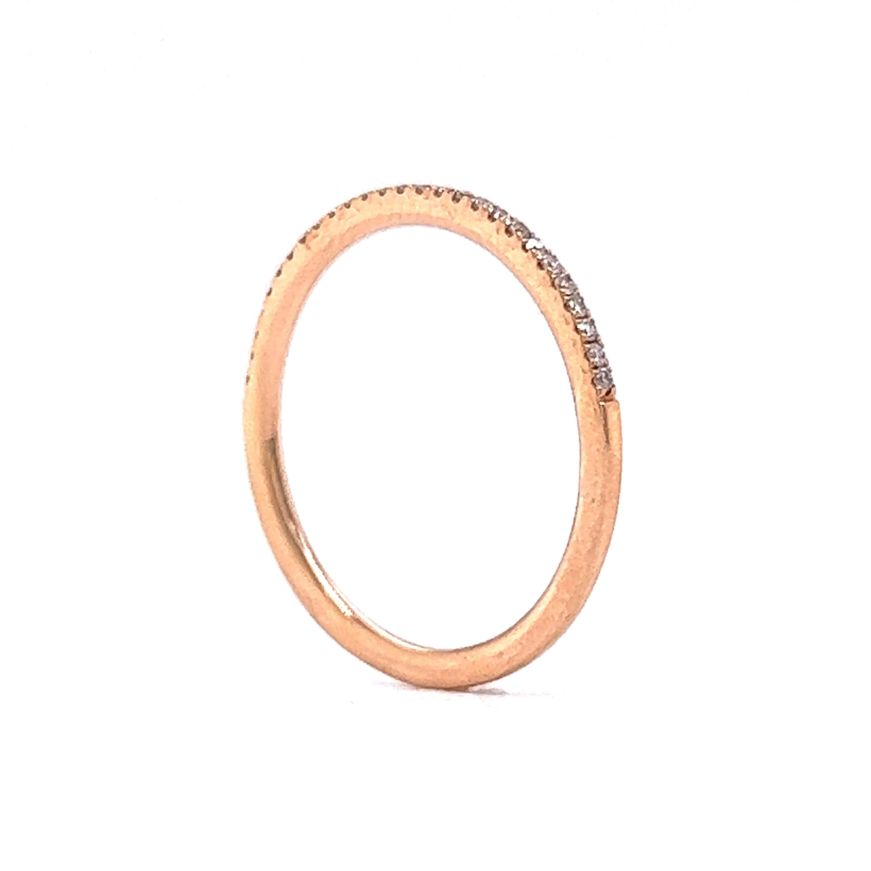 Simple Thin Diamond Wedding Band in 14k Rose Gold - Image 5