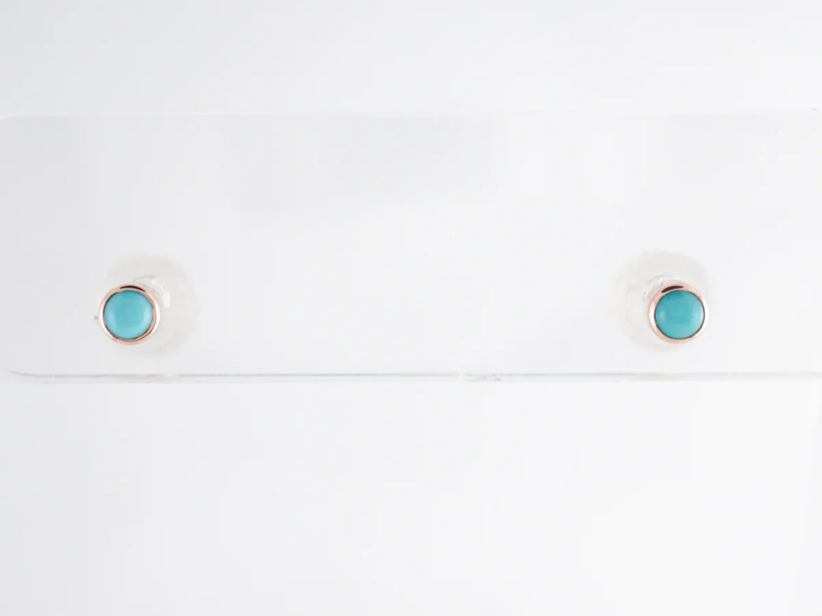 Simple Turquoise Stud Earrings in 14k Rose Gold