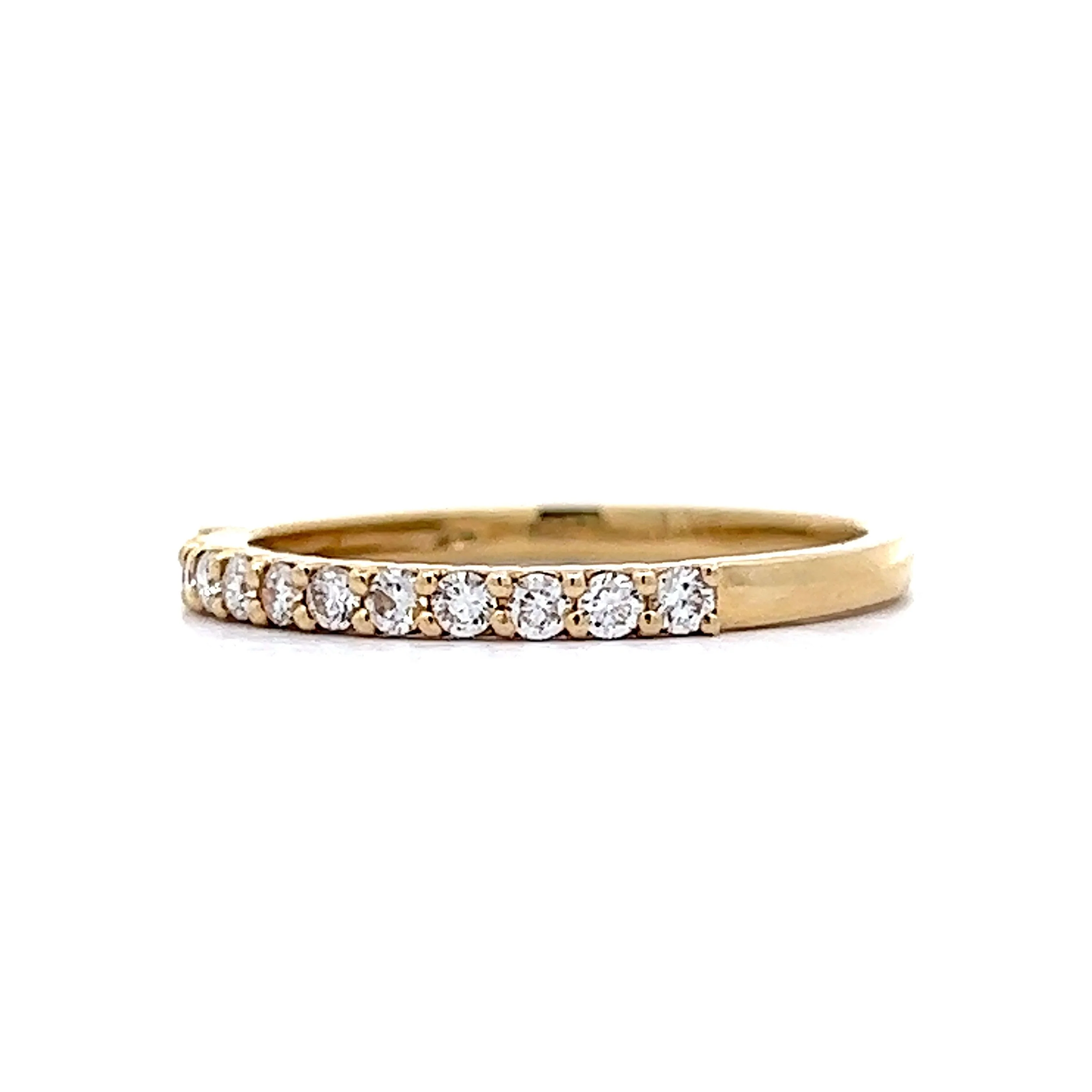 Simple Yellow Gold Diamond Wedding Band 14k - Image 2