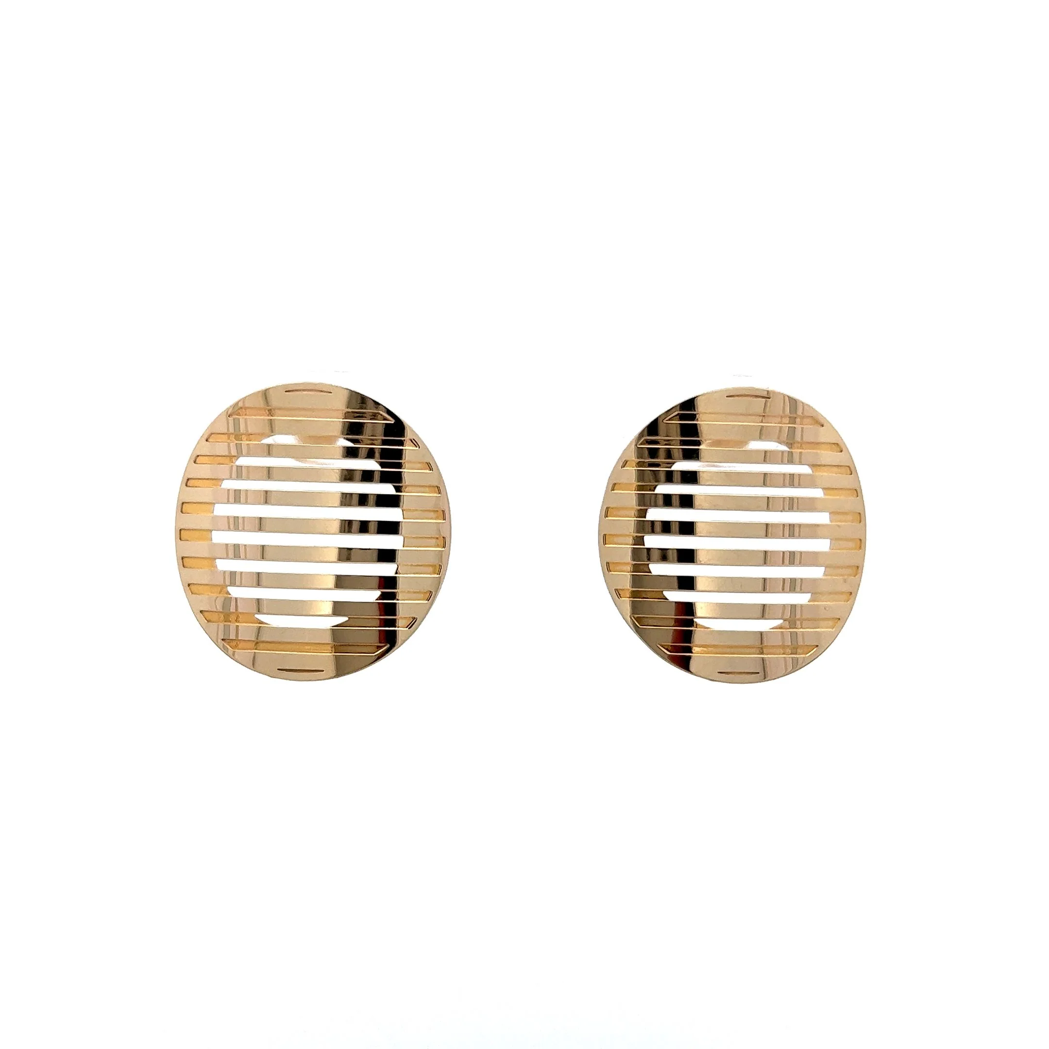 Slatted Earring Studs in 14k Yellow Gold