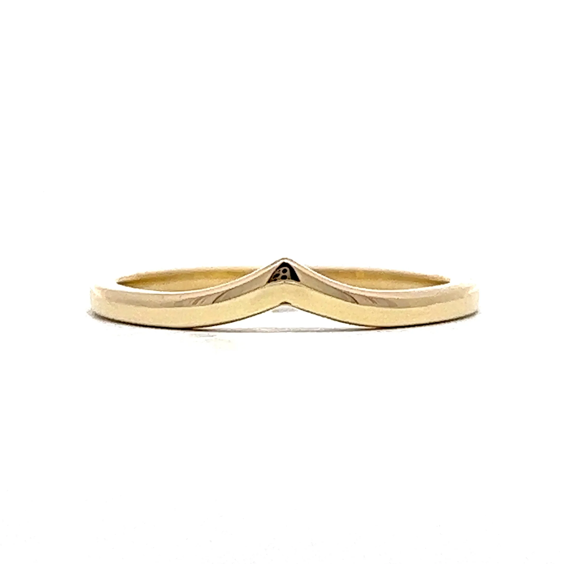 Slight V Shaped Wedding Band in 14k Yellow Gold