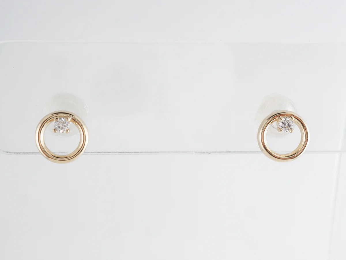 Small Diamond Stud Earrings 14K Yellow Gold