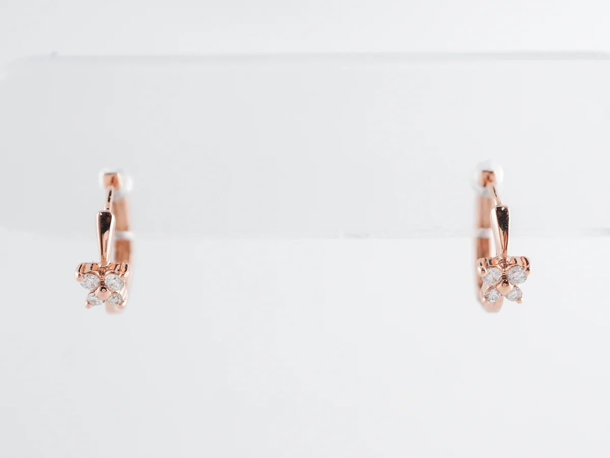 Small Hoop Diamond Earrings in 14k Rose Gold