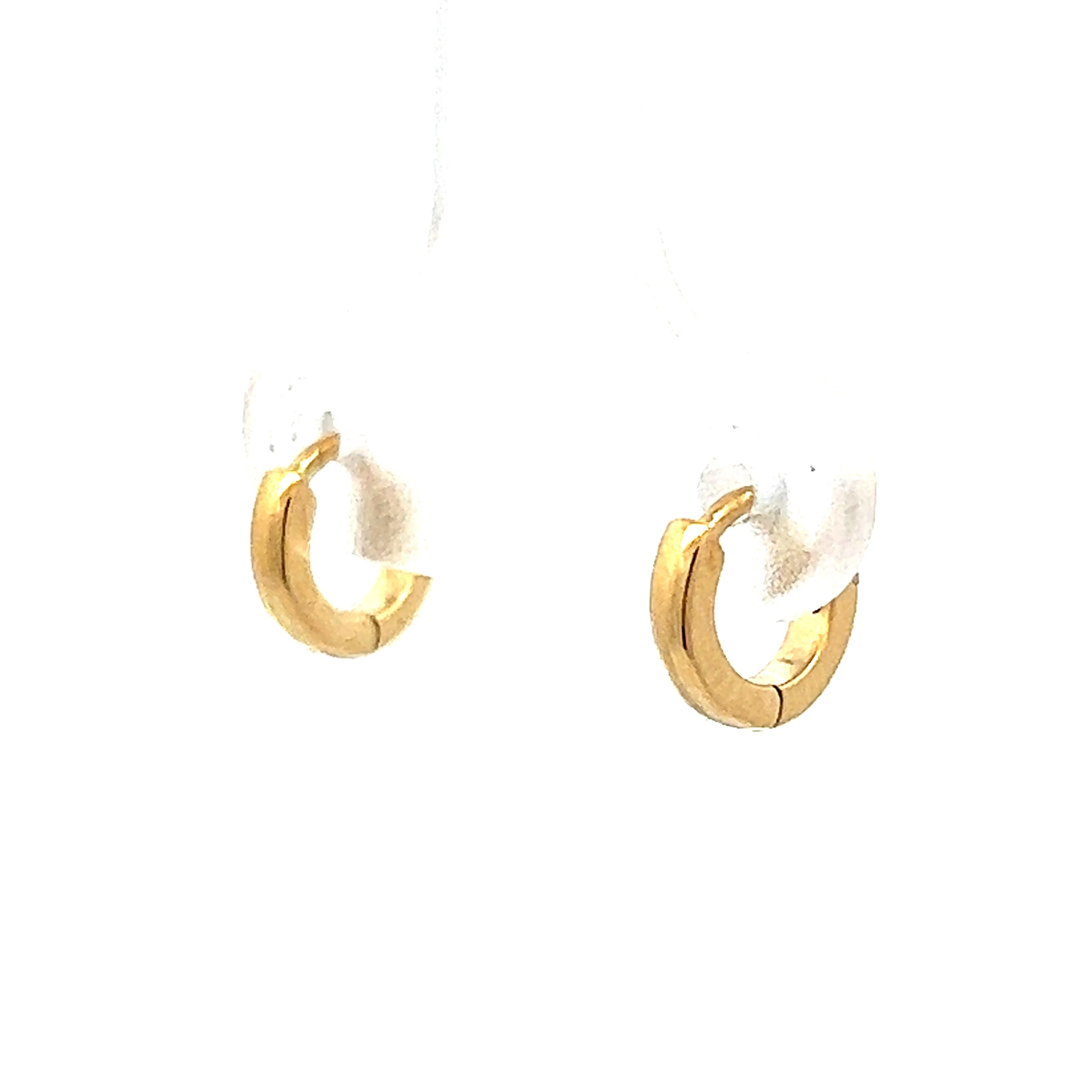 Small Huggie Hoop Earrings in 14k Yellow Gold - Image 2