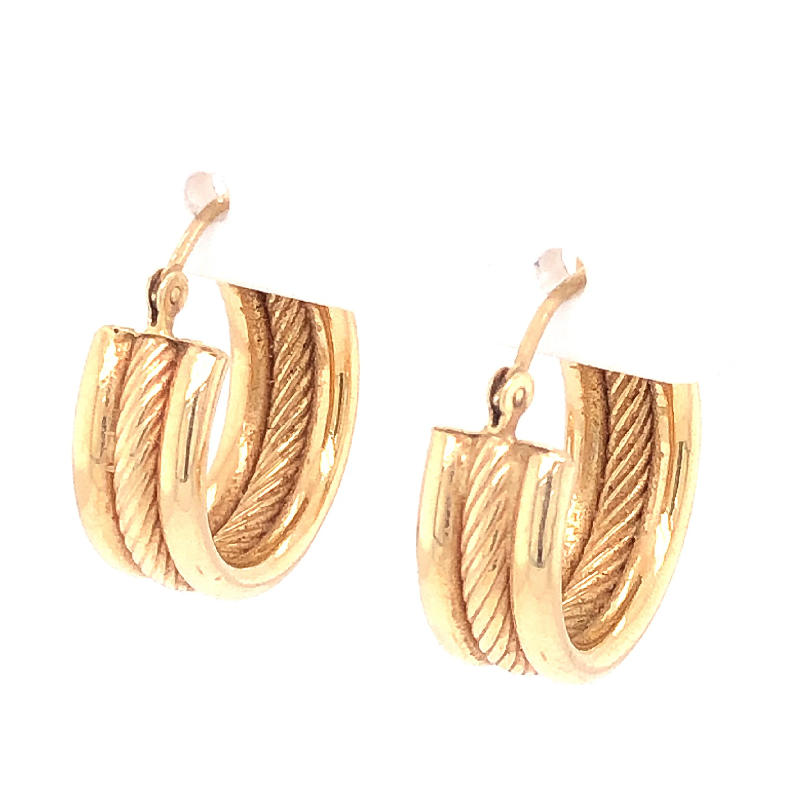 Small Textured Hoop Earrings in 14k Yellow Gold - Image 2