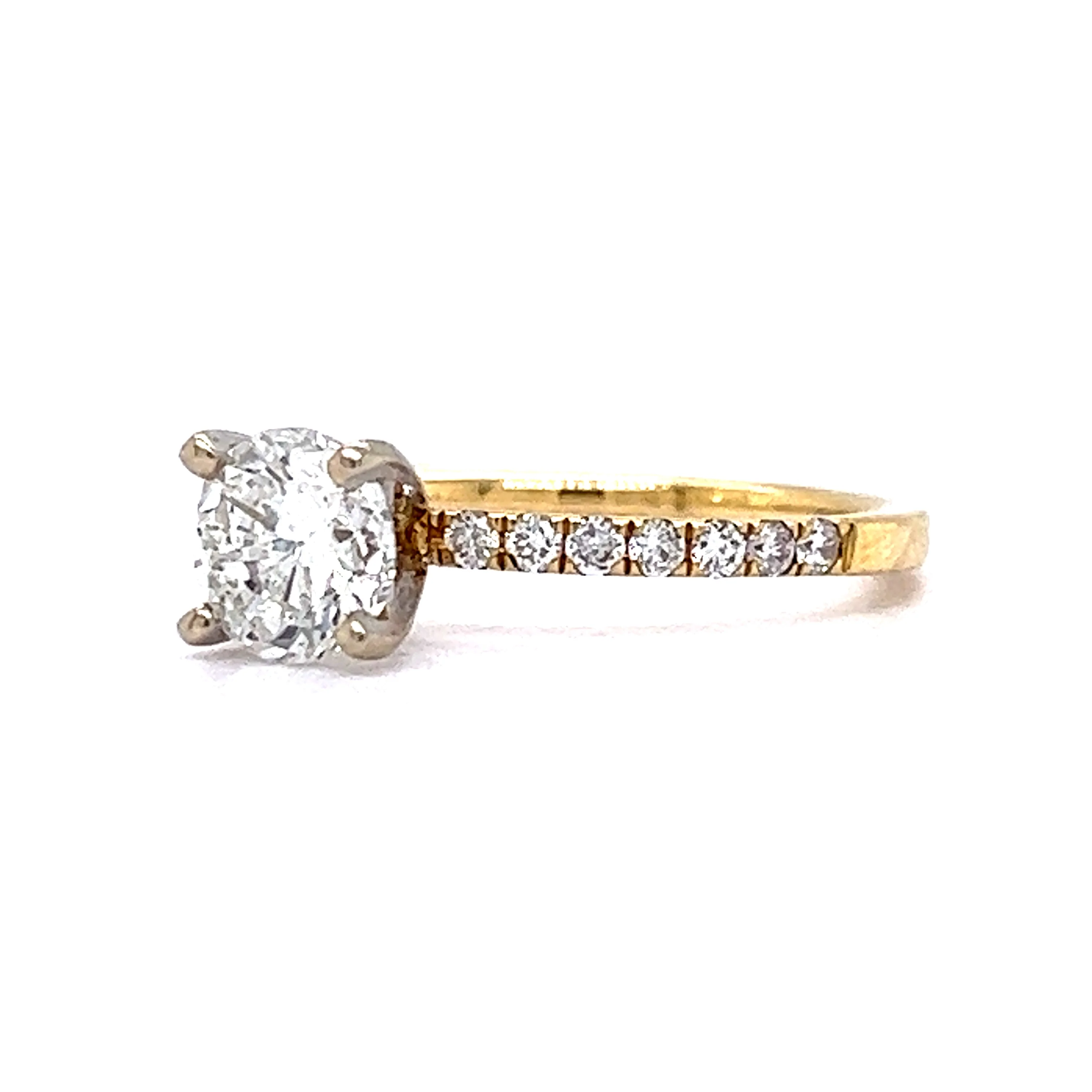 Solitaire 1 Carat Diamond Engagement Ring in 18k Yellow Gold - Image 2