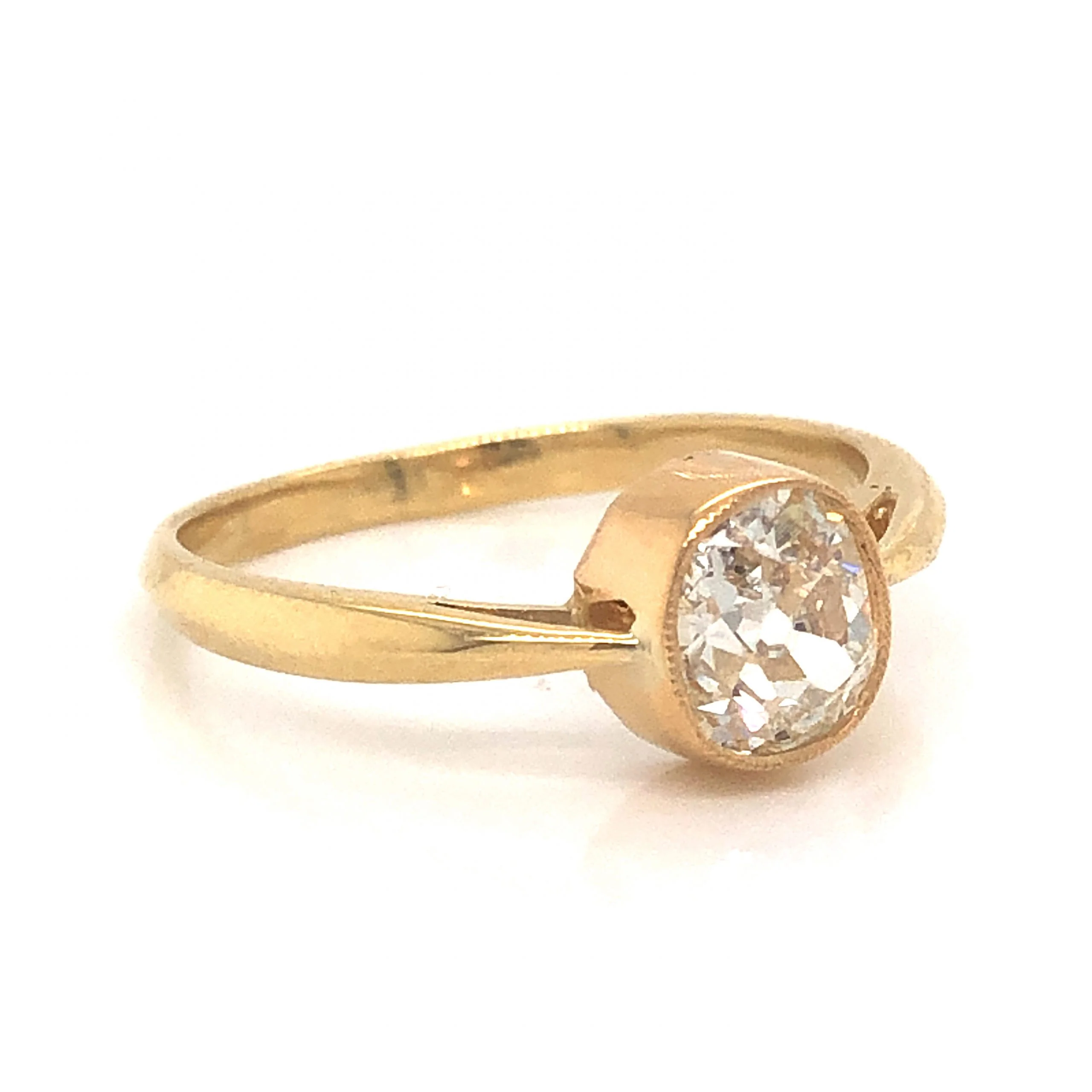 Solitaire Bezel Set Diamond Engagement Ring in 18k Yellow Gold - Image 3