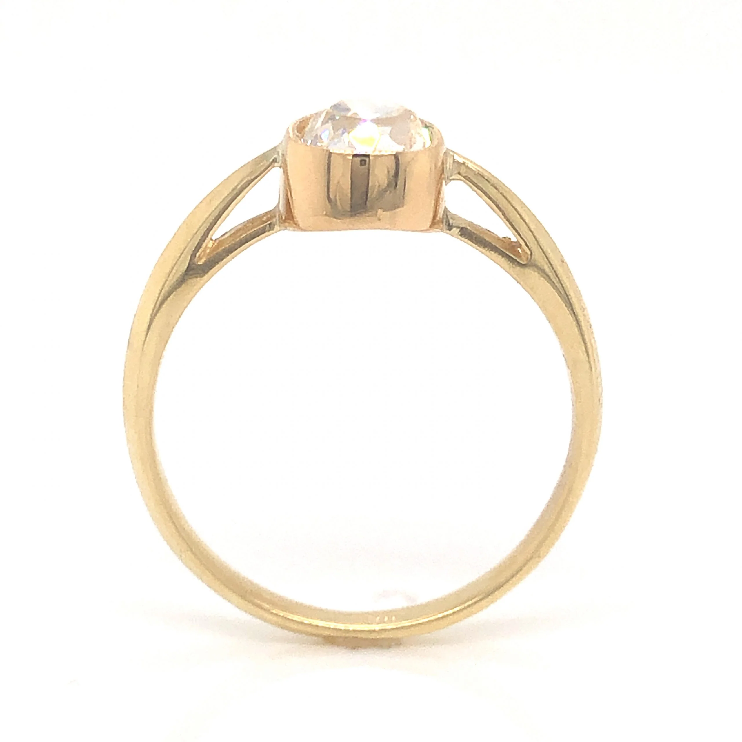 Solitaire Bezel Set Diamond Engagement Ring in 18k Yellow Gold - Image 4
